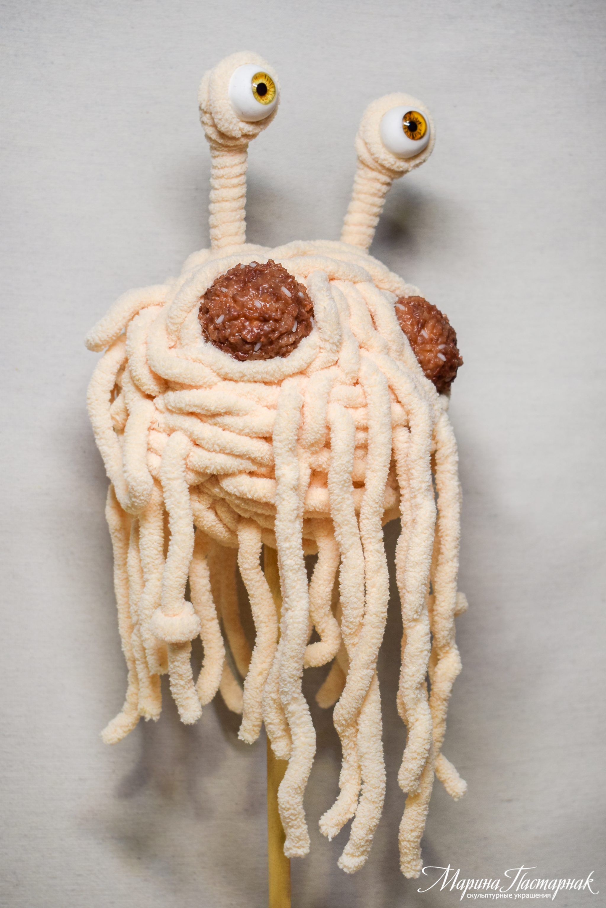 Flying Spaghetti Monster - My, Toys, Flying pasta monster, Handmade, Artist, Creation, Needlework, Monster, Hobby, Longpost