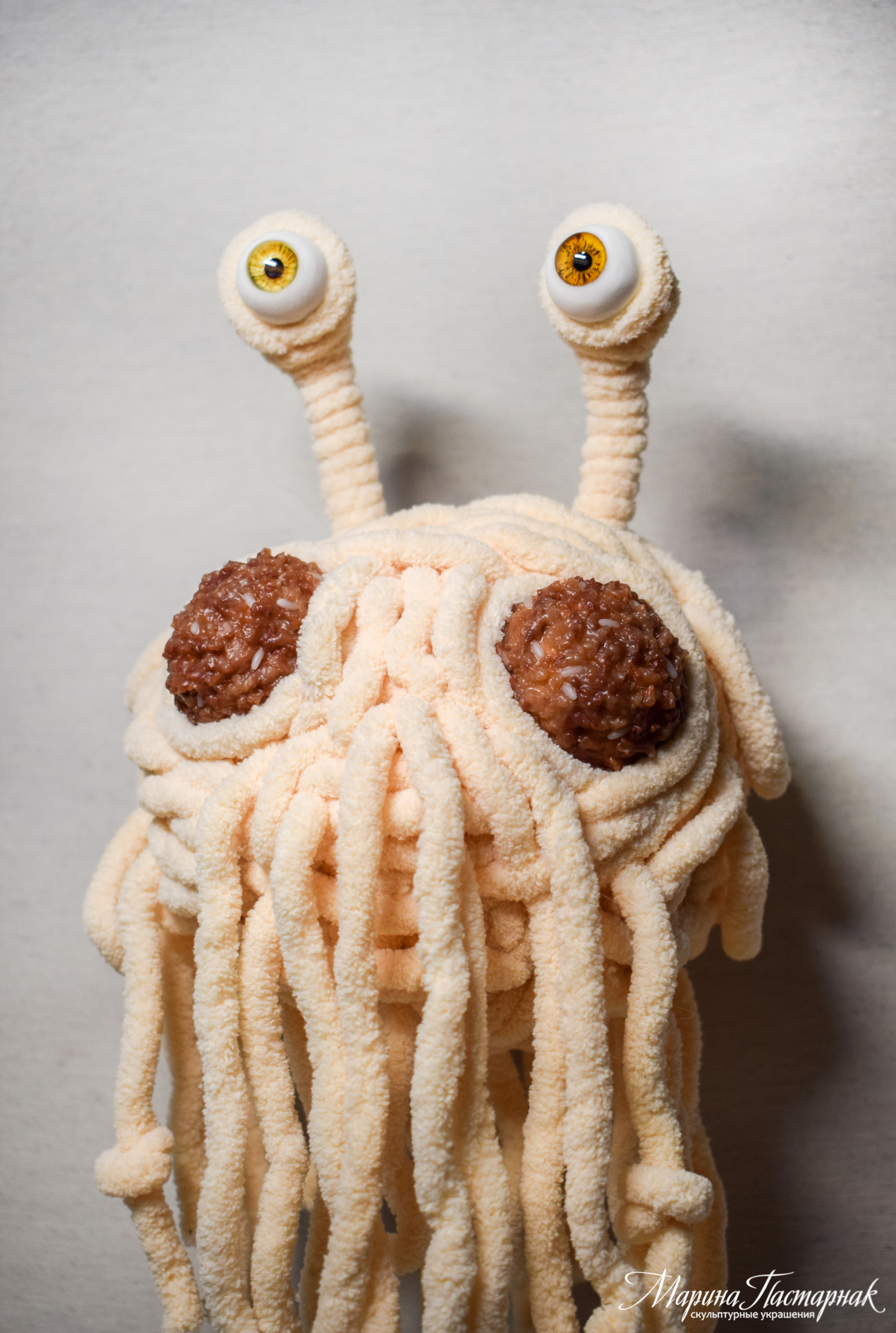 Flying Spaghetti Monster - My, Toys, Flying pasta monster, Handmade, Artist, Creation, Needlework, Monster, Hobby, Longpost