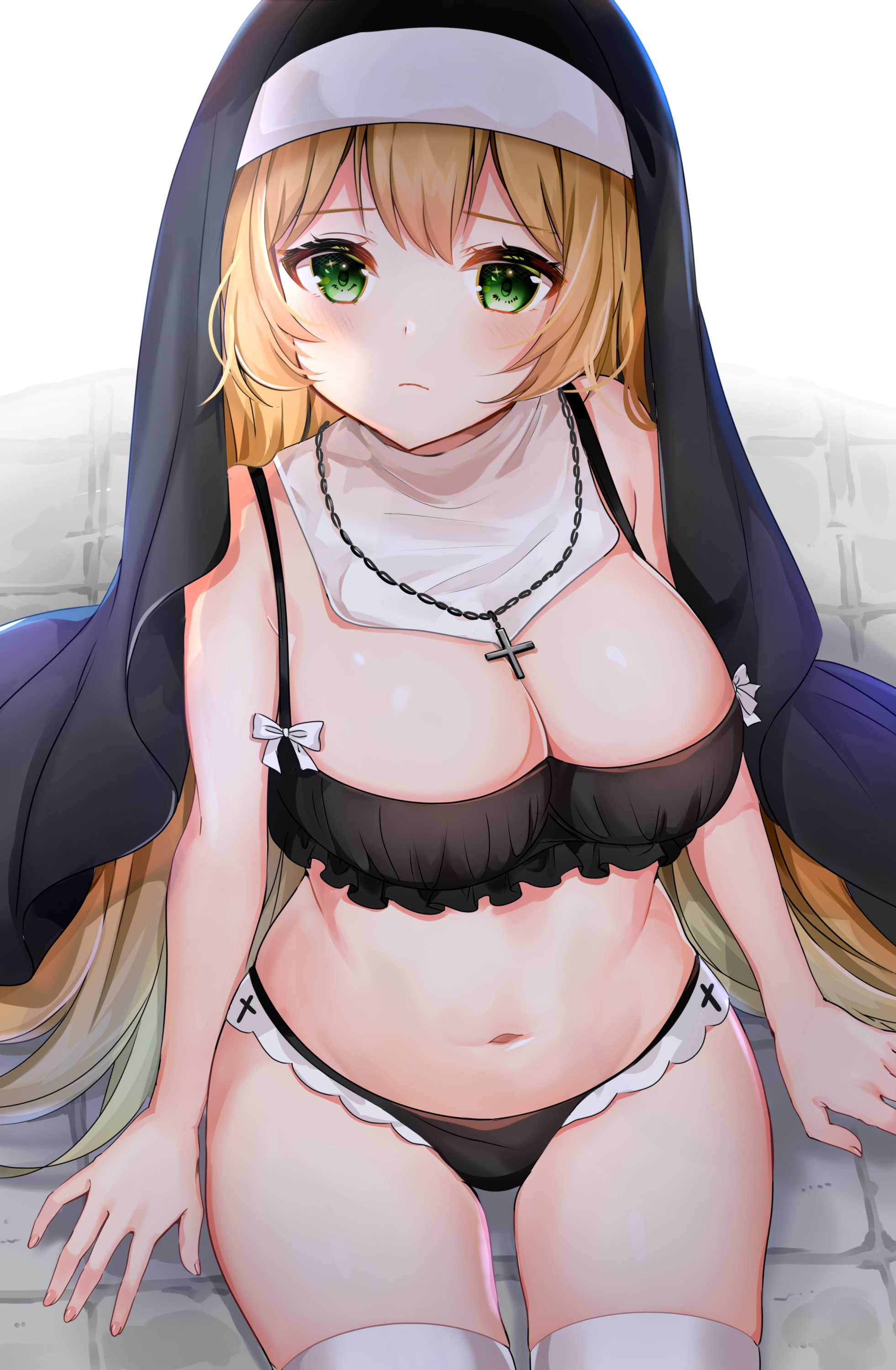 Nun - NSFW, Монашка, Нижнее белье, Грудь, Аниме, Anime Art, Original Character, Панцу