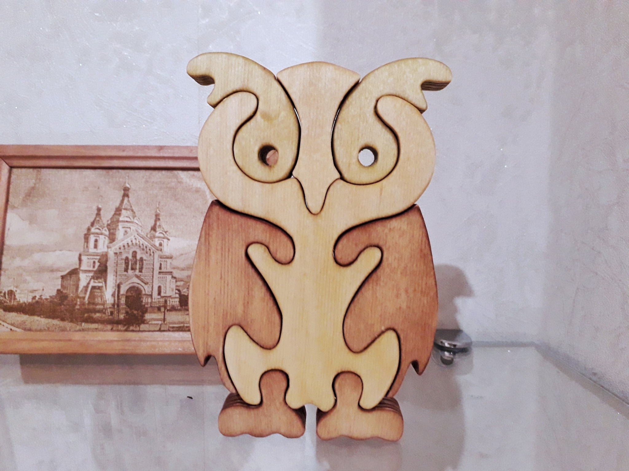 Puzzle for a child Owl - My, Sawing, Toys, Woodworking, With your own hands, Woodworking, Owl, Puzzle, Video, Longpost, Needlework without process