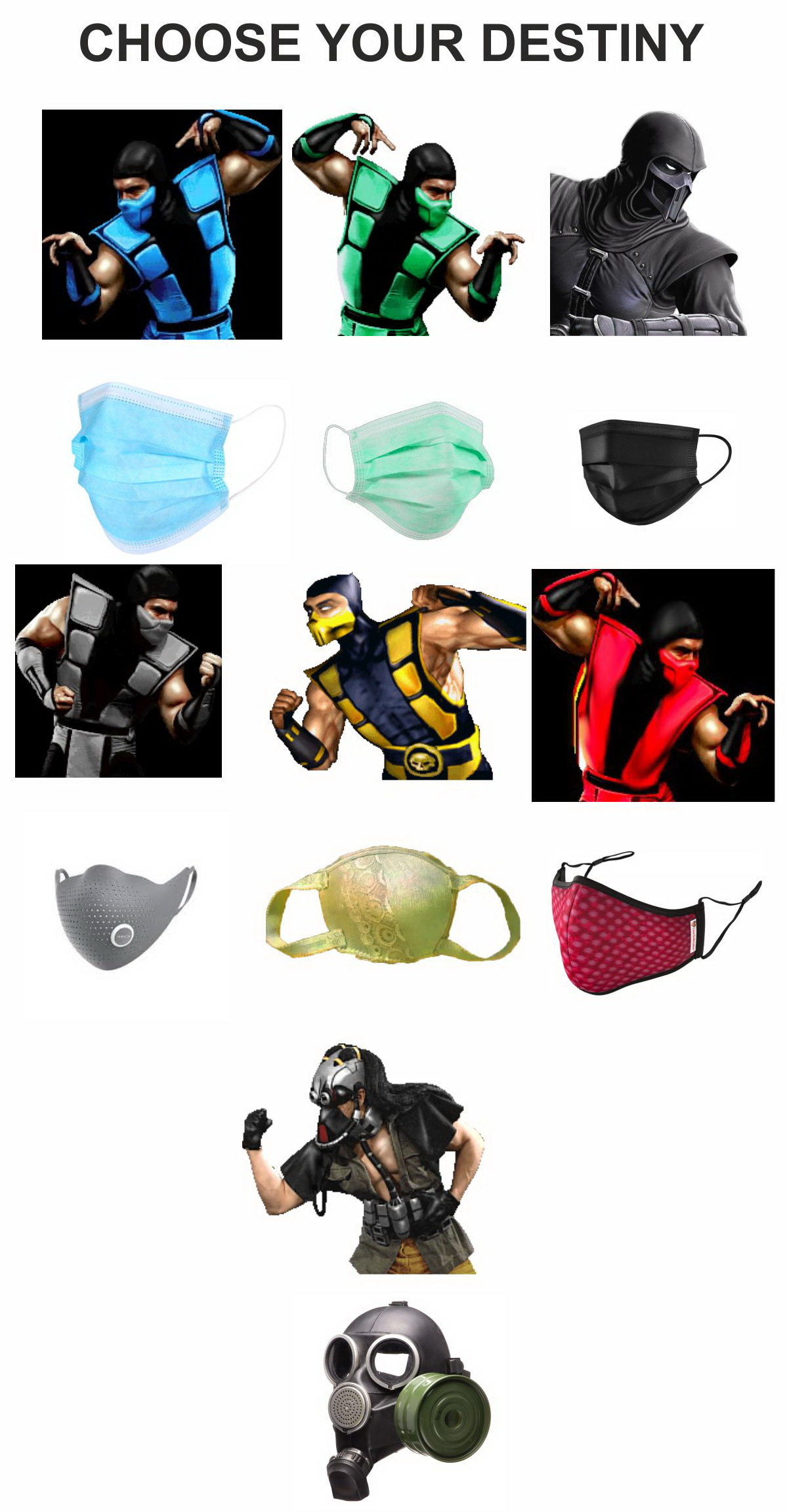 Who do you choose to go to the store? - Coronavirus, Medical masks, Mortal kombat