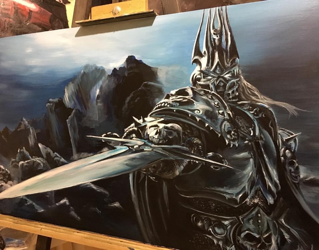 World of Warcraft. Lichking - My, Art, Fan art, World of warcraft, Drawing, Beginner artist, Copy, Painting, Arthas Menethil