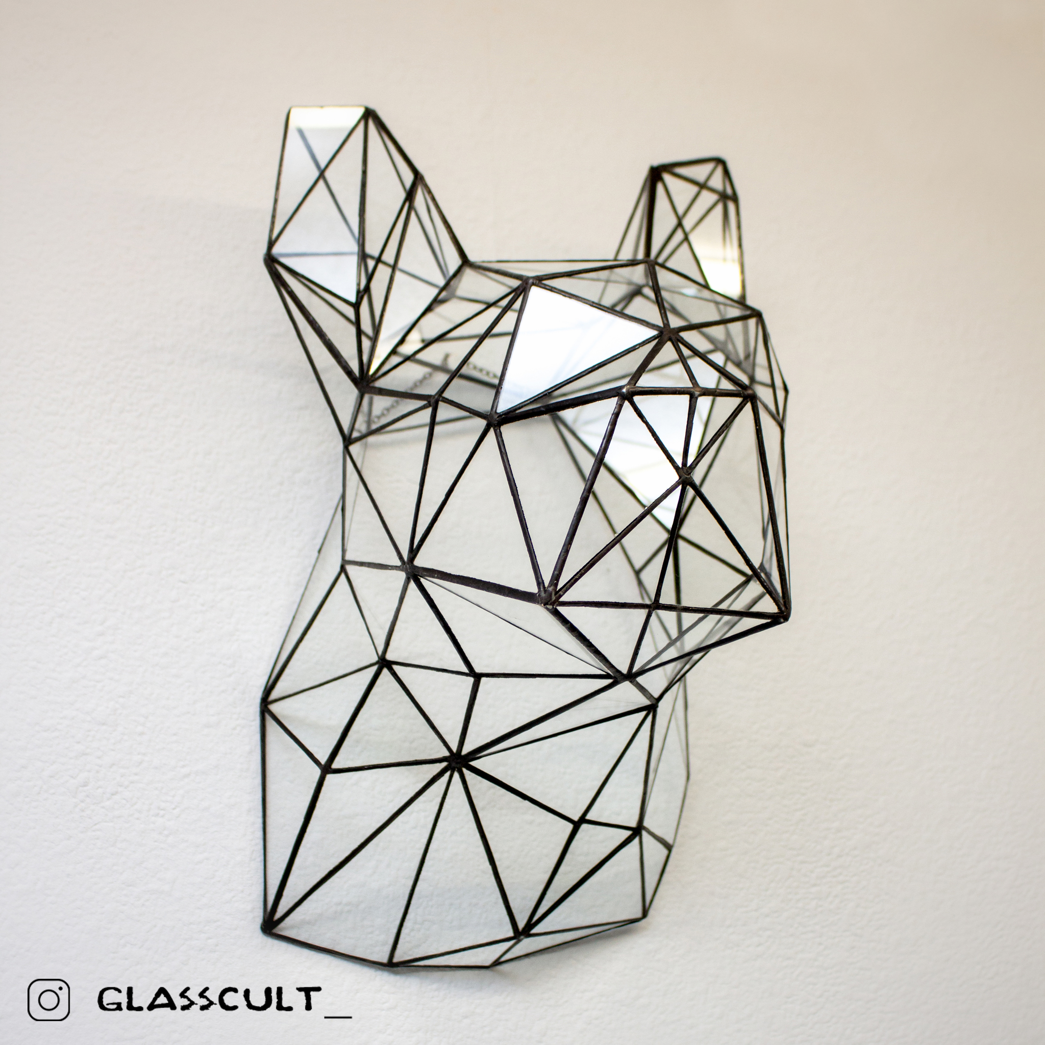 Polygonal glass bulldog head (+video of the process) - My, Needlework with process, Stained glass, Low poly, Pepakura, Glass, Video, Longpost, Papercraft