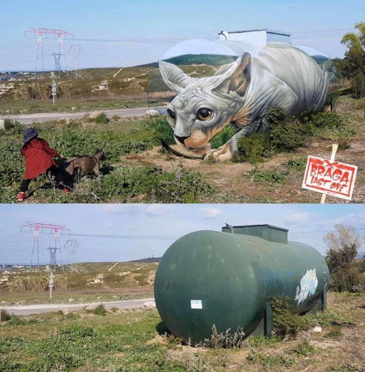 Realistic art - Art, Barrel, Graffiti, Tank, cat