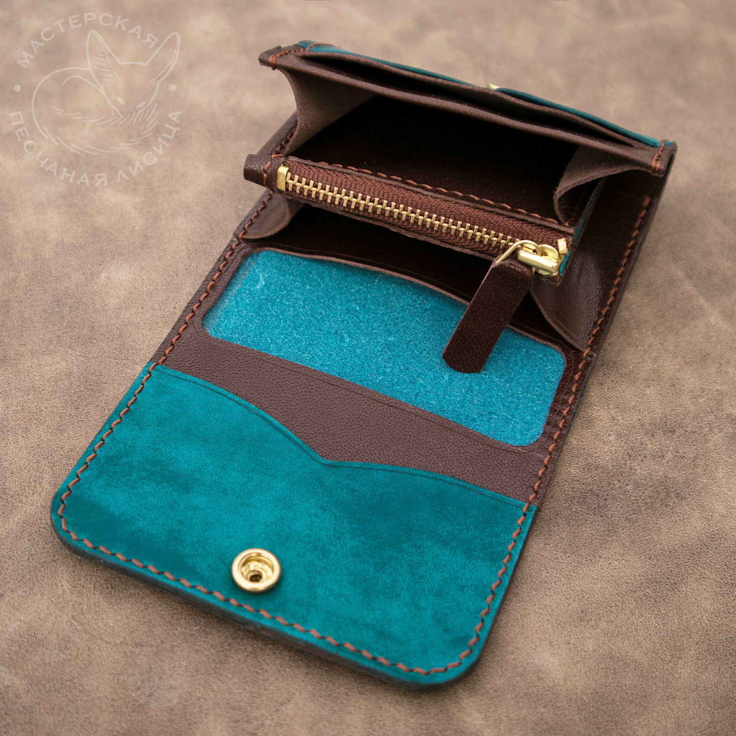 Two sea green wallets - My, Handmade, Craft, With your own hands, Needlework without process, Leather products, Longpost, Wallet, Purse