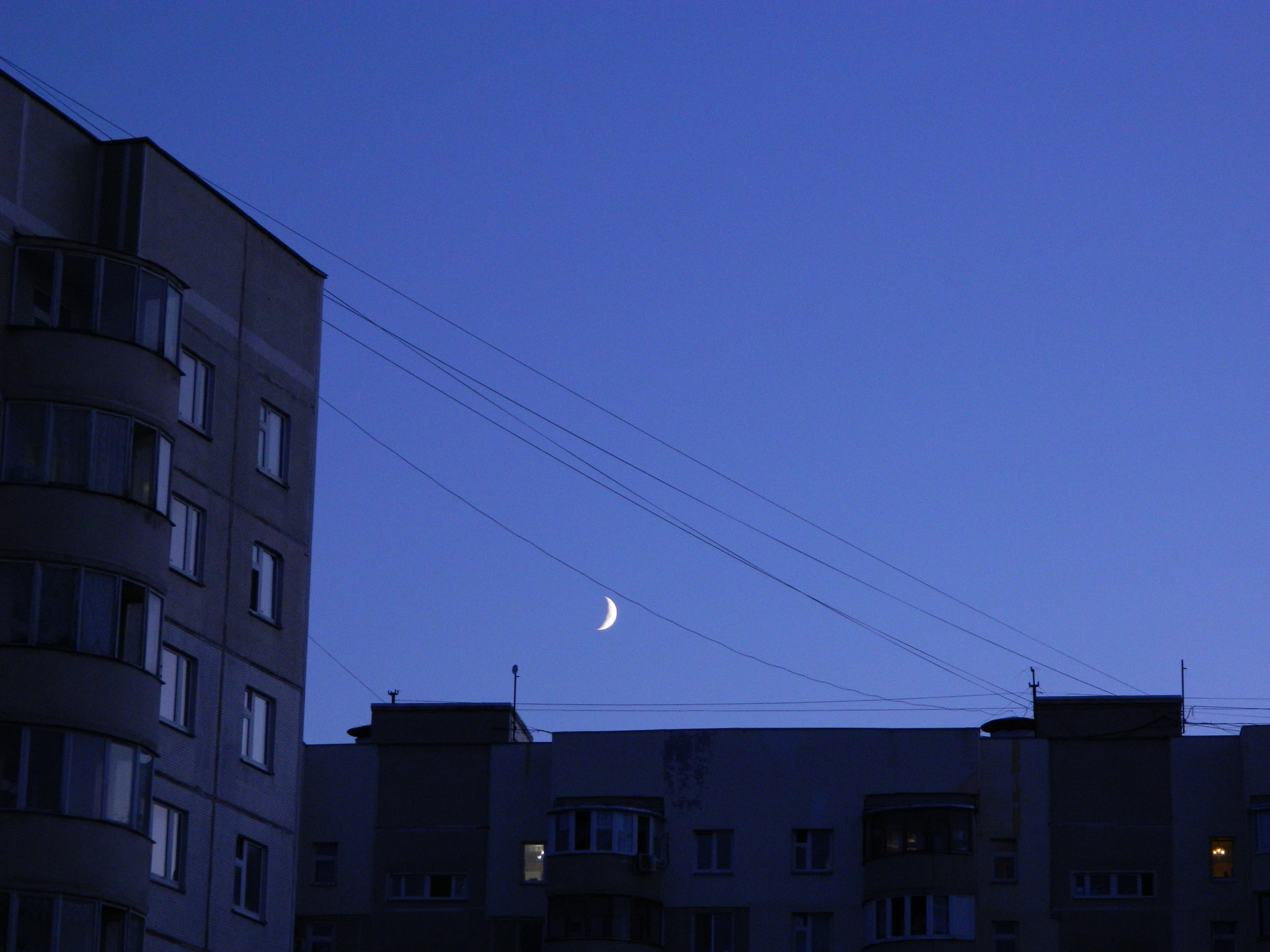 A little moon - My, moon, The photo, Nikon, Night