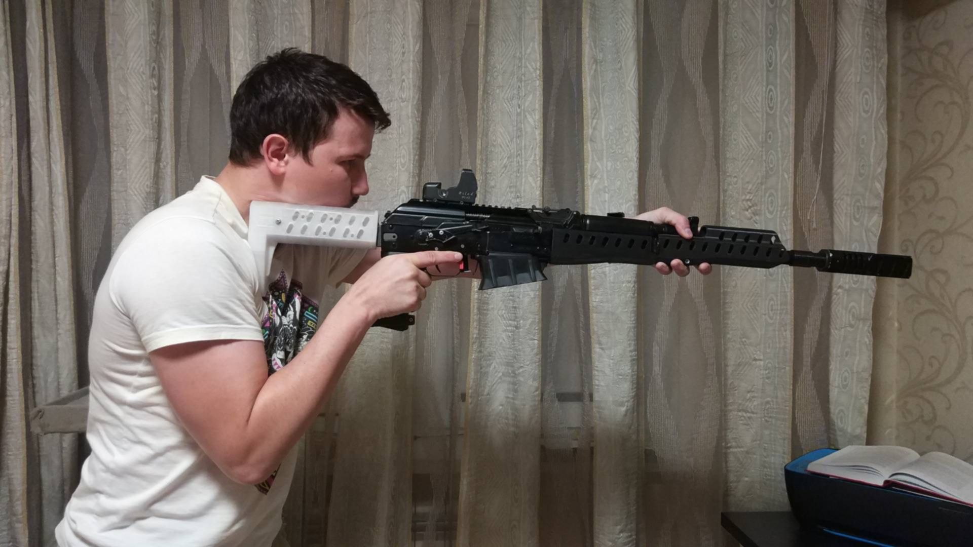 My first try - homemade Saiga 12 tuning - My, 3D печать, Saiga, Weapon, Homemade, 12 caliber, Shooting, Ipsc, Longpost