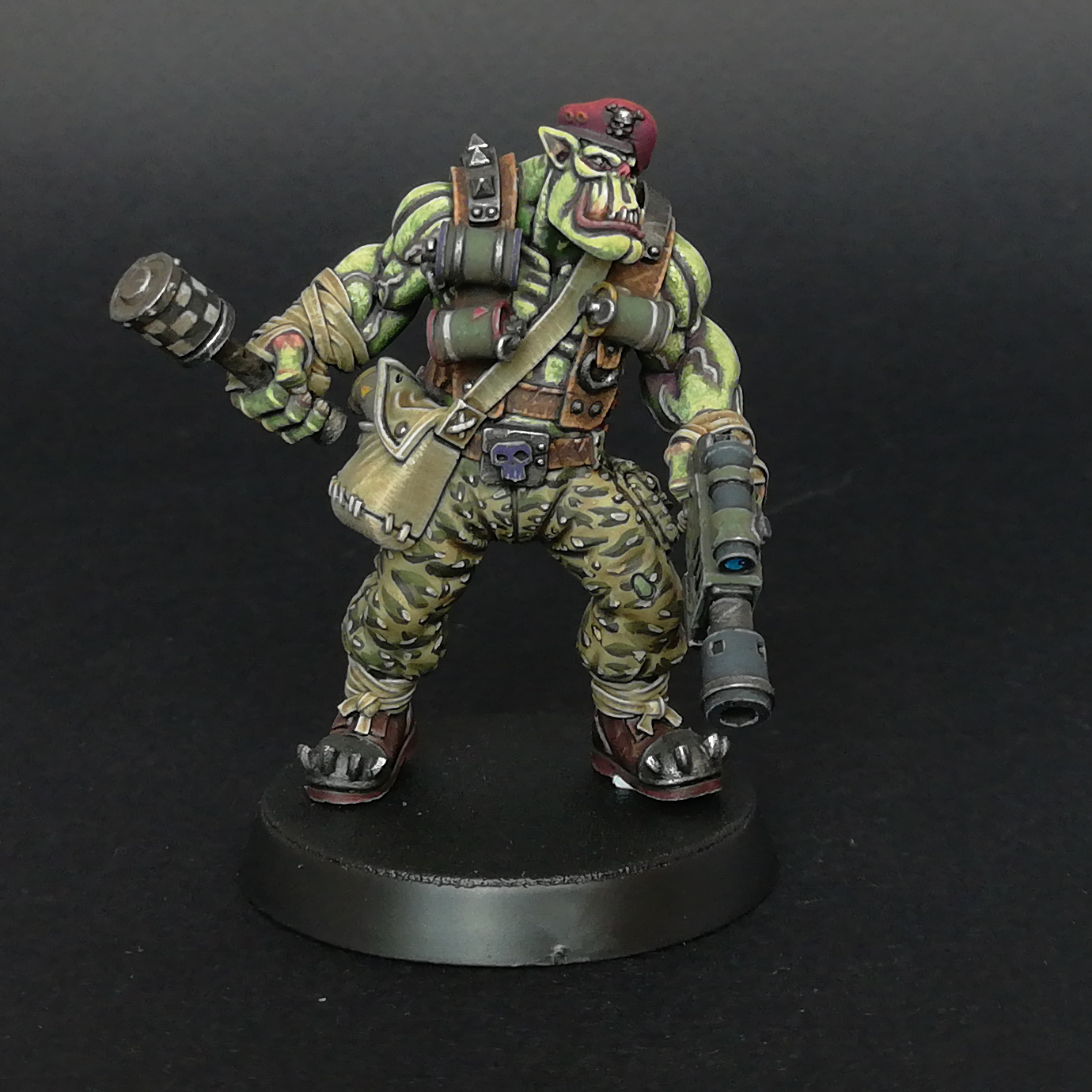 Orc #1 - My, Painting miniatures, Wh miniatures, Wh painting, Warhammer 40k, Orcs, Hobby, Longpost