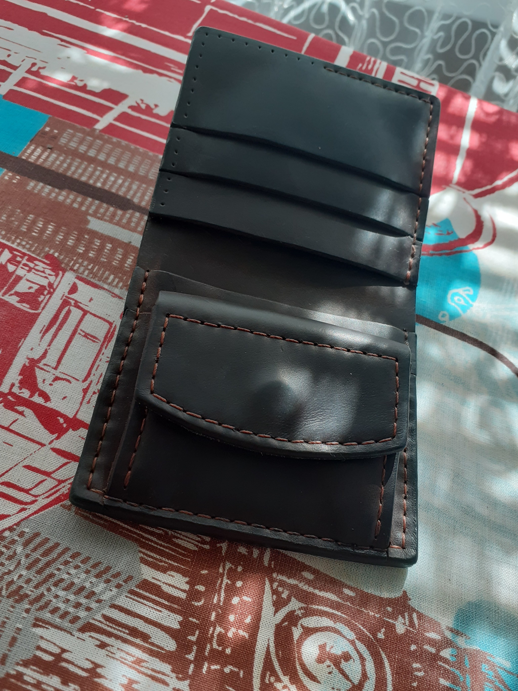 Wallet with coin box - My, Leather products, Leather craft, Natural leather, Leather, Longpost, Needlework with process