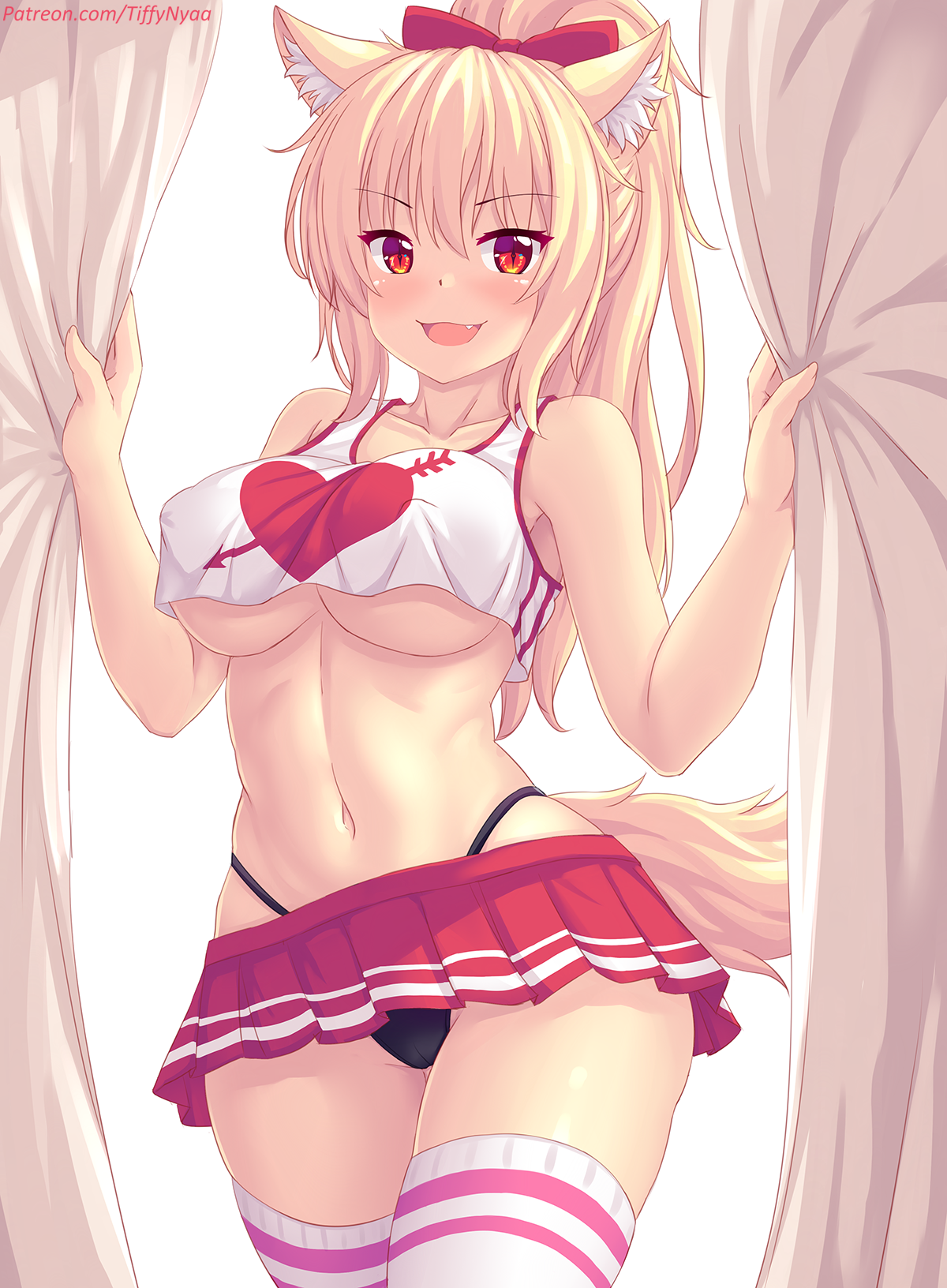 Tiffy - NSFW, Anime, Anime art, Original character, Tiffy, Animal ears, Pantsu, Breast