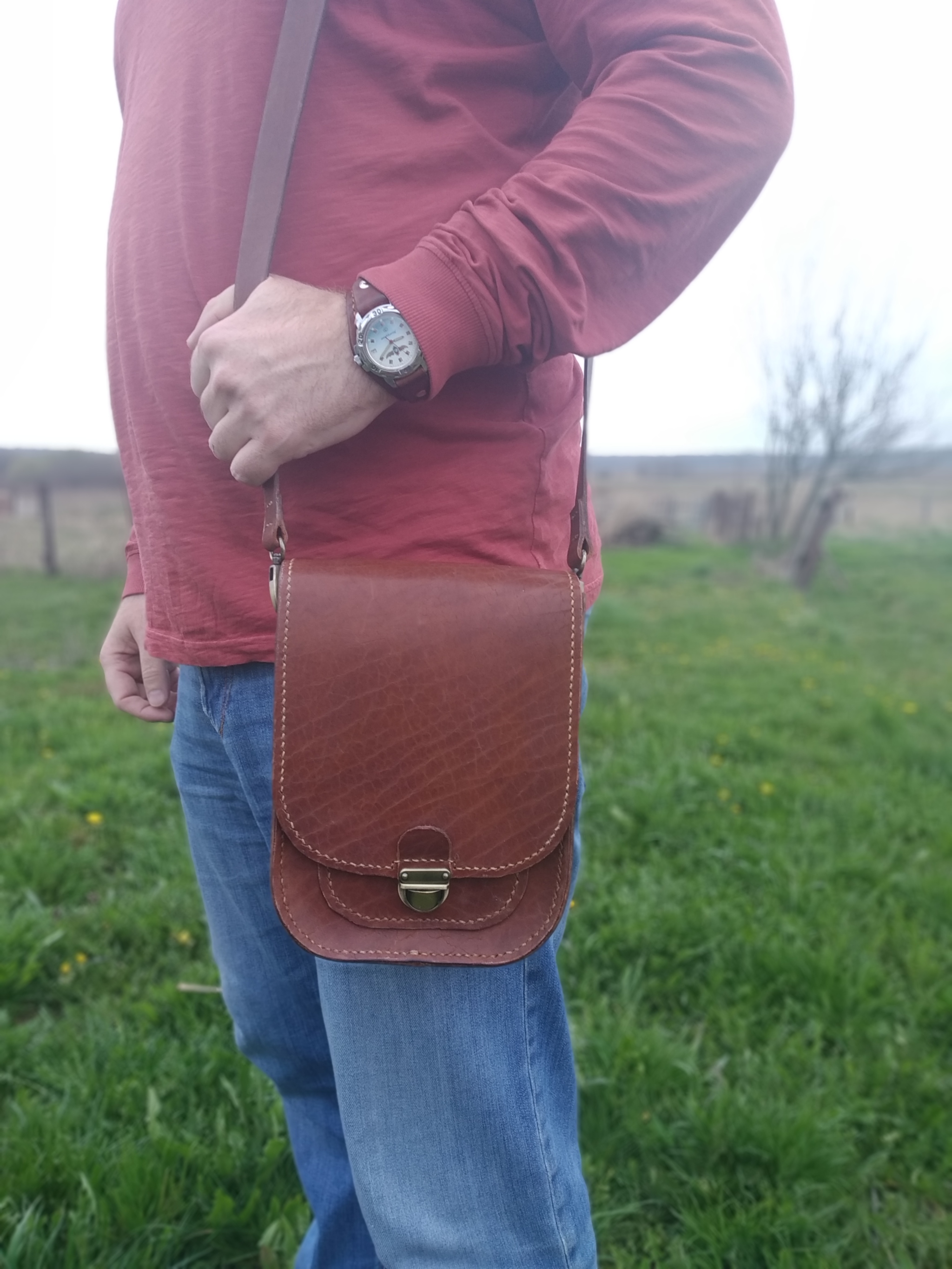 Leather bag - My, Leather products, Needlework without process, With your own hands, Longpost