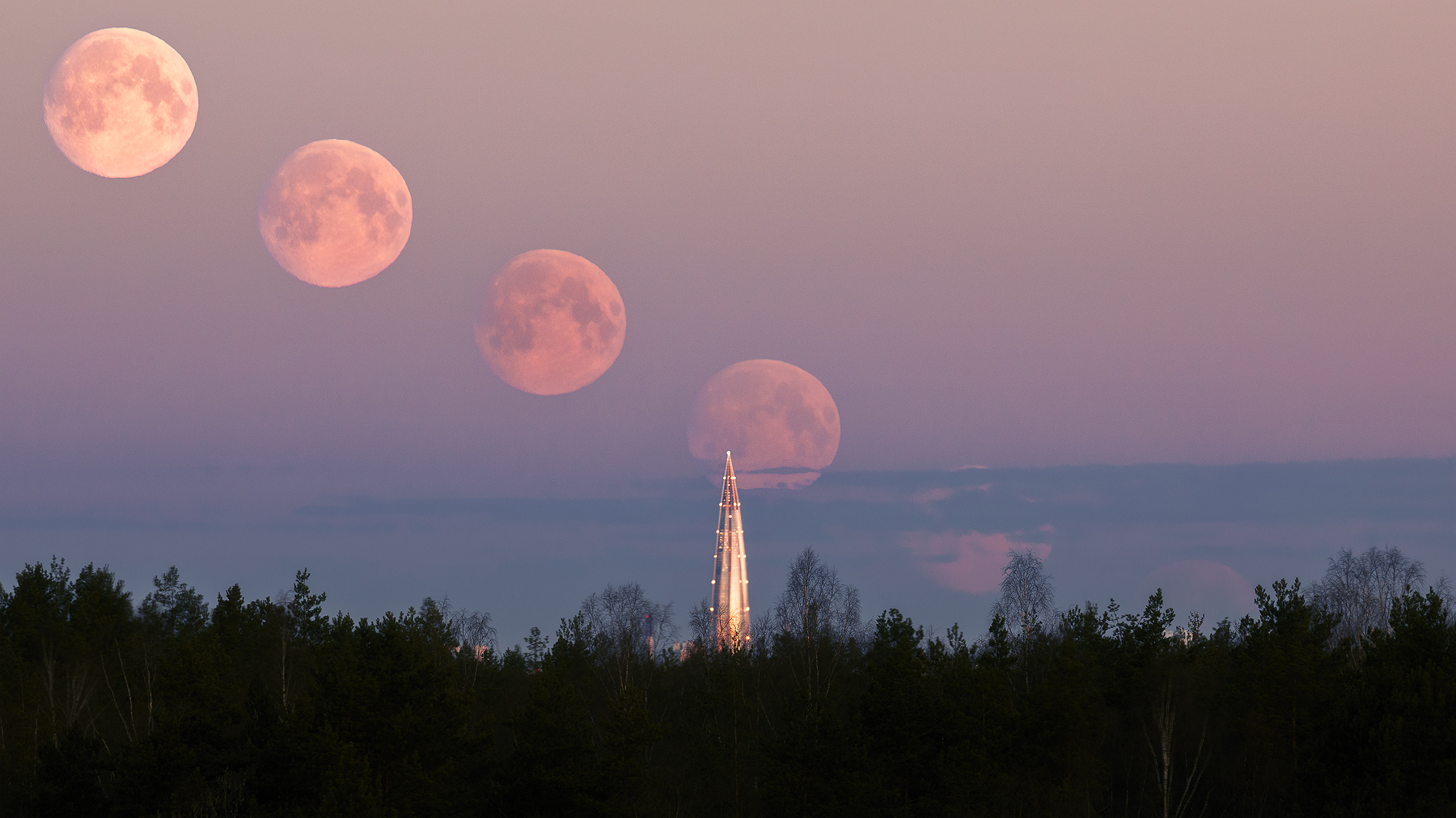 Moonset - My, The photo, moon, Nature, Lakhta Center