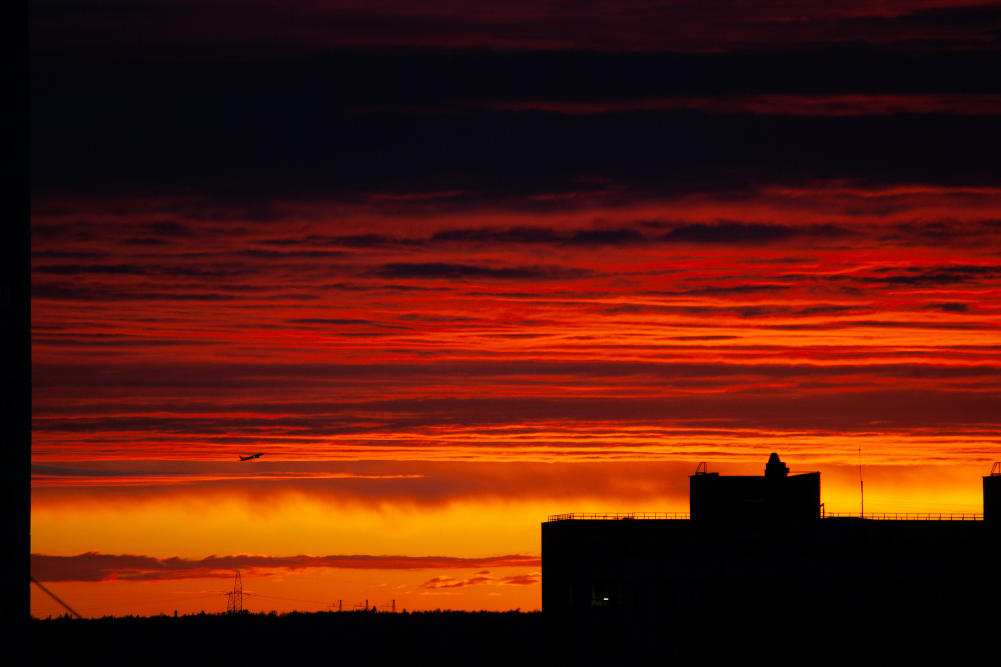 Sunset - My, Sunset, The photo, Airplane