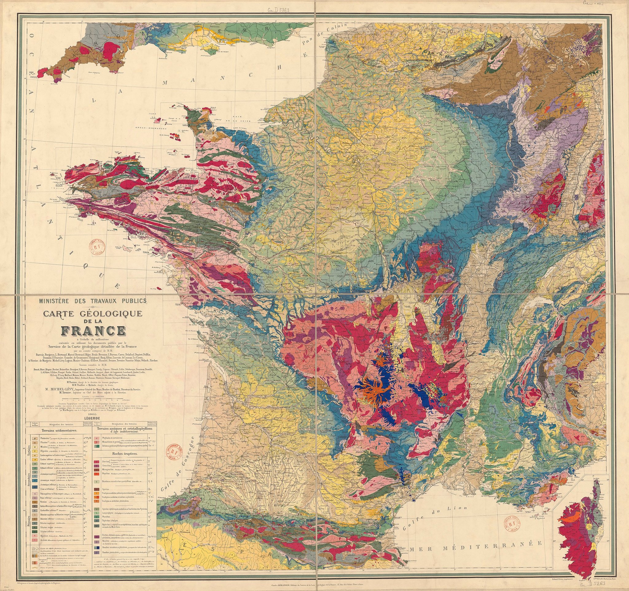 Geological map of France (1905) - Cards, Geology, Longpost