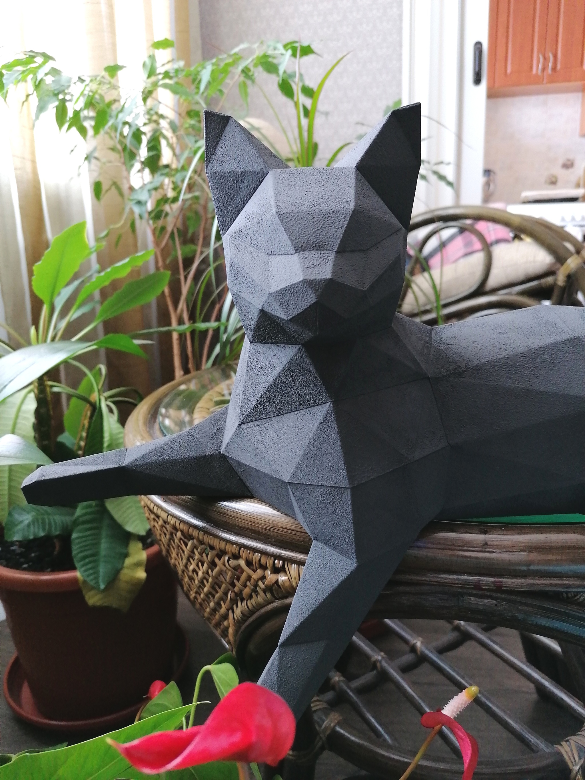 If you don’t have a cat, but really want one, just make one out of paper) - My, cat, Papercraft, Pepakura, Paper, With your own hands, Needlework without process, Longpost