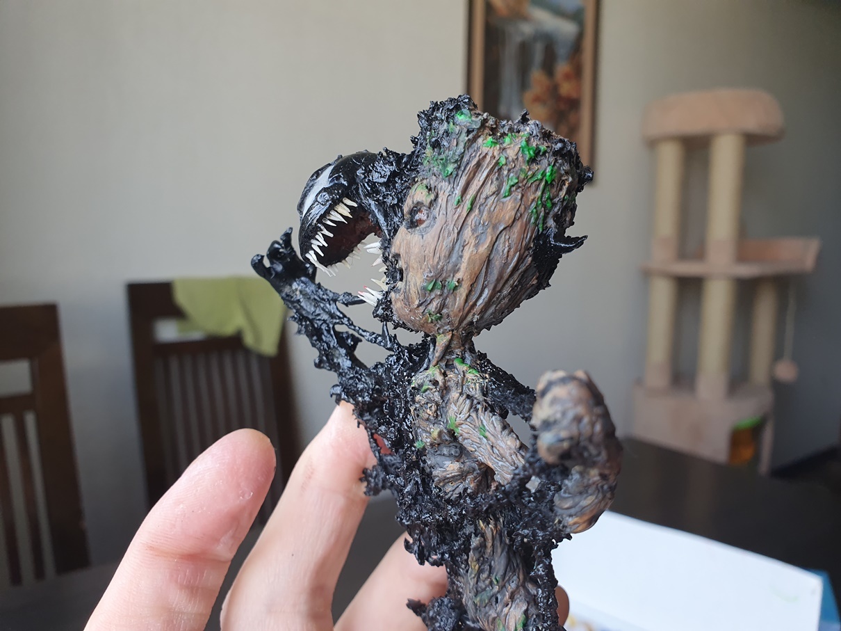 Venom vs Grootenok, or 2D to 3D, or Venogrut sculpting. Schizophrenic story with pictures. Part 3 Final - My, Groot, Venom, Needlework with process, Guardians of the Galaxy Vol. 2, Longpost