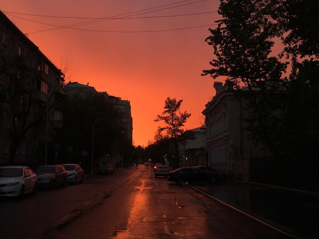 Gorgeous sunset - My, Moscow, Sunset, beauty, Rainbow