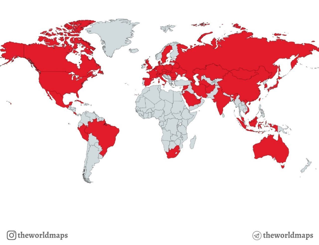 Countries whose natives have been in space are indicated in red. - Cards, Space, Statistics, Interesting, Facts, Geography