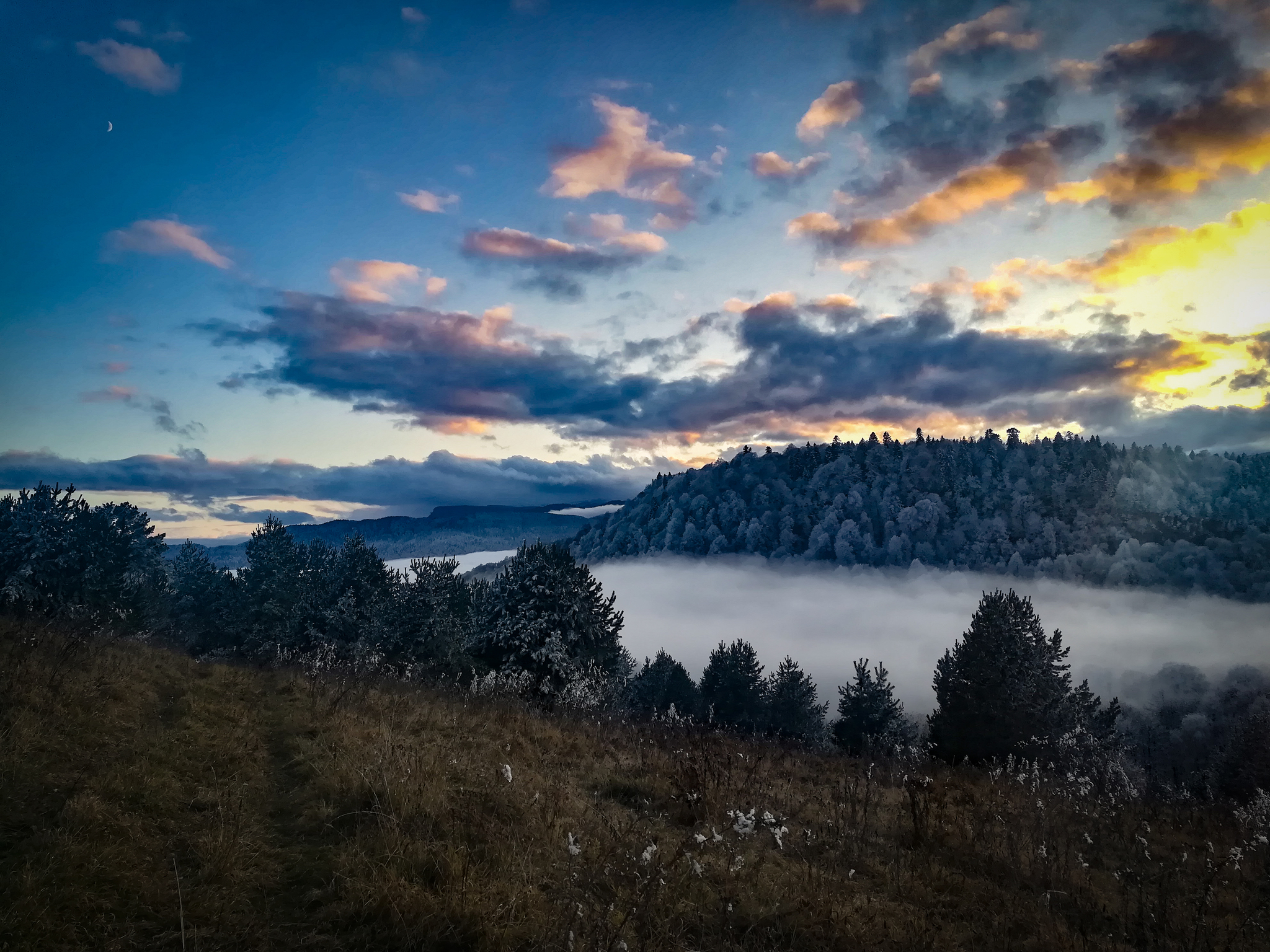 Sunset on the way to Lago-Naki - My, Republic of Adygea, Sunset