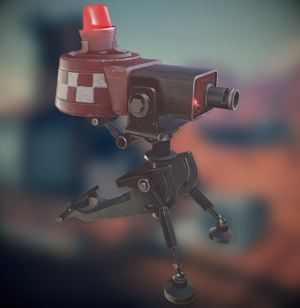 ...Here's the answer. There's a cannon. If that doesn't help, shoot the second one. - My, Team Fortress 2, Turret, Blender, Gimp, Substance painter, Longpost