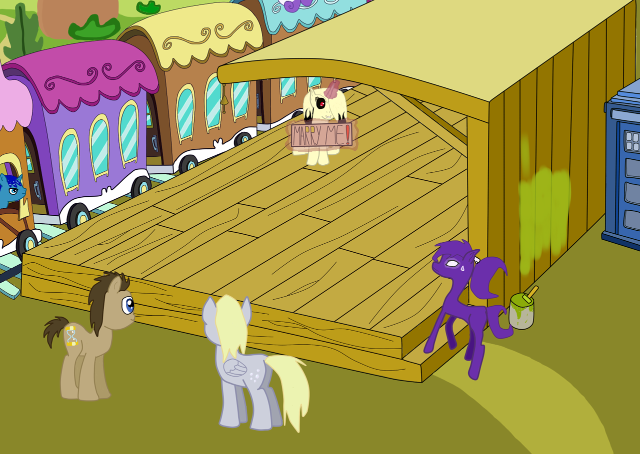 Uncomfortable situation - My, My little pony, Original character, Derpy hooves, Doctor Whooves