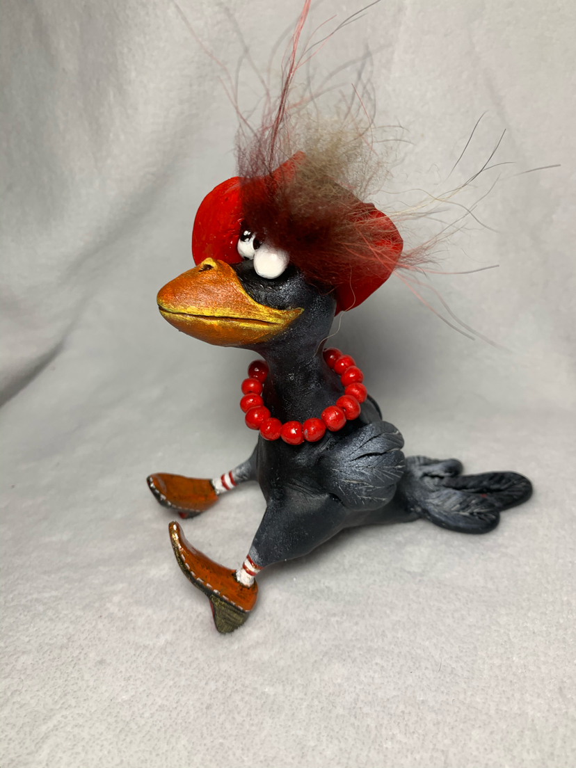 Well, why am I not like everyone else)? - My, Polymer clay, Longpost, Handmade, Crow, Needlework with process