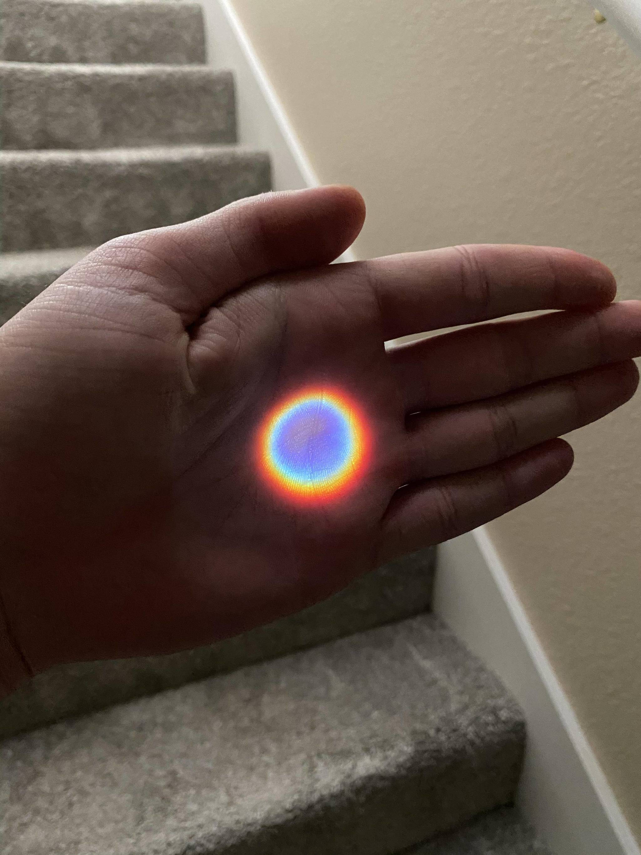 This is how the light falls through the peephole of my door - Light, Rainbow, Reddit, Door