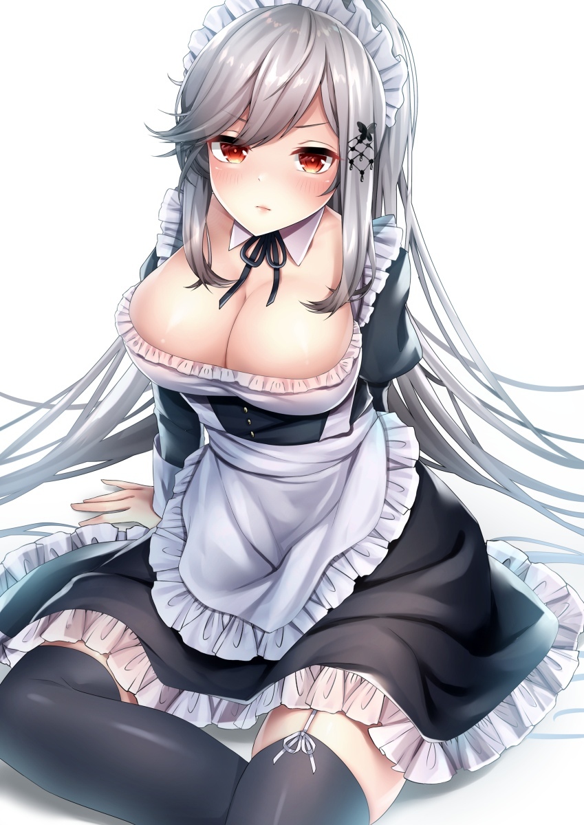 Dunkirk - Anime, Anime art, Azur lane, Dunkerque, Housemaid, Breast, Pixiv