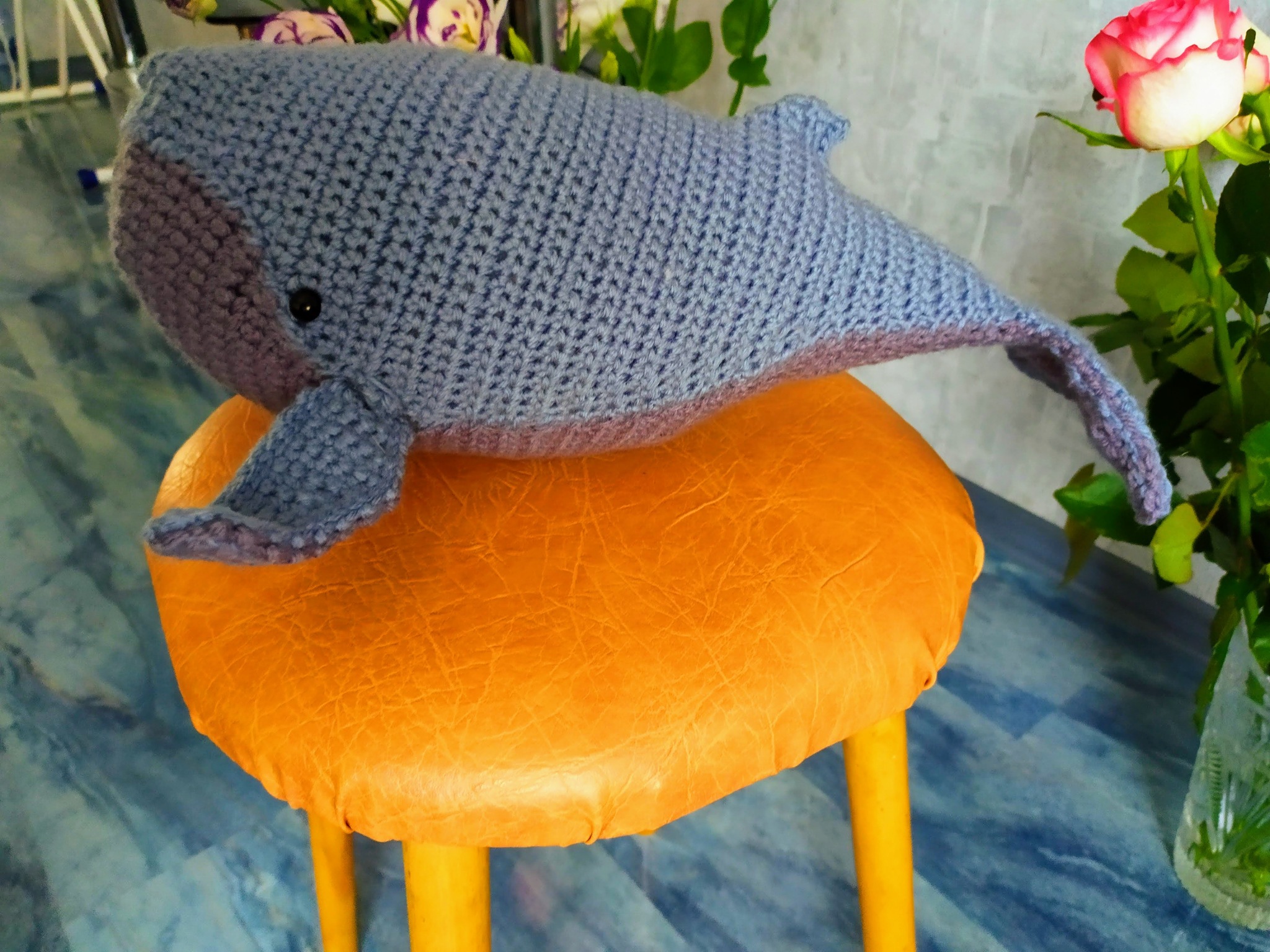 Baby humpback whale - My, Crochet, Whale, Needlework without process, Dog