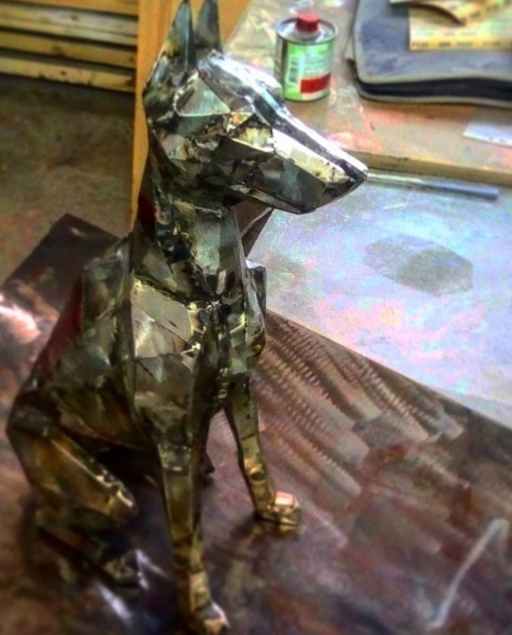 Who let the dogs out?) - My, Doberman, Dog, Welding, Handmade, Papercraft, Longpost