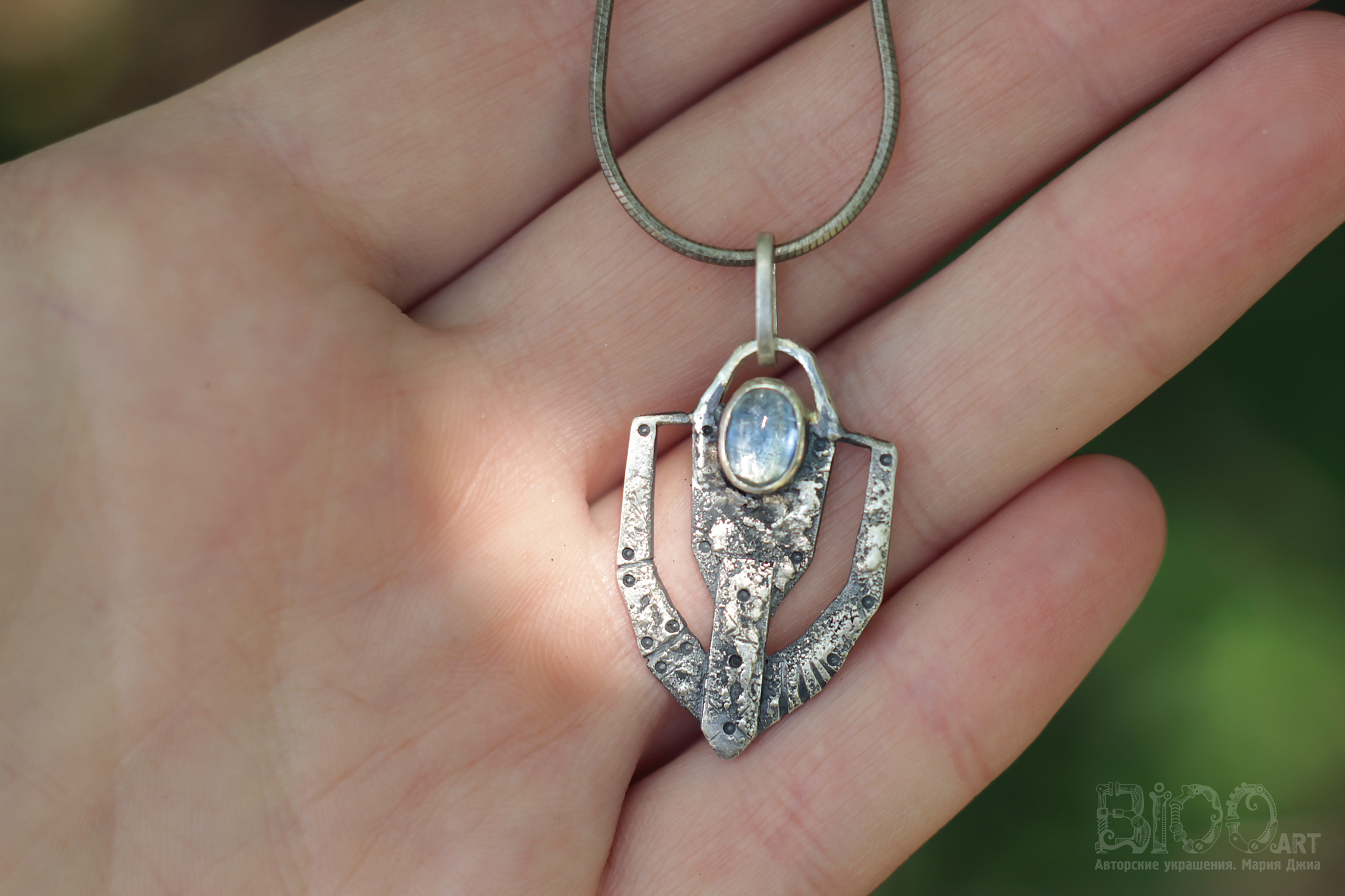 Pendant with kyanite - My, Elves, Pendant, Handmade, Biomechanics, Longpost, Needlework without process