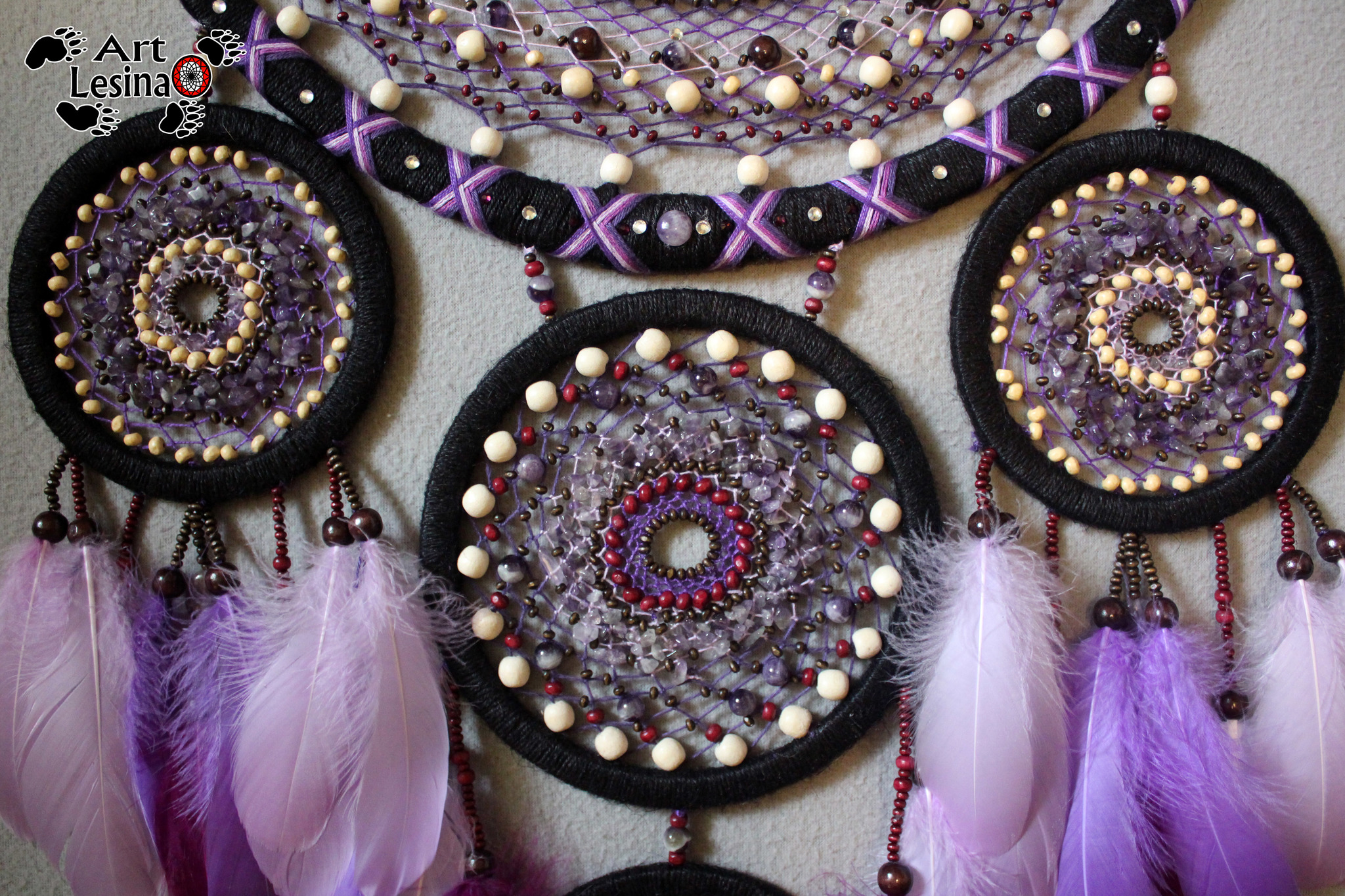 Dream catcher Amethyst dragon with natural stones, 103 cm - Dreamcatcher, The Dragon, Needlework without process, Needlework, Amulet, Longpost