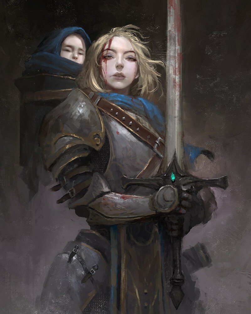 Protector - Art of Nate, Art, Strong girl, Warrior, Protection, Knights