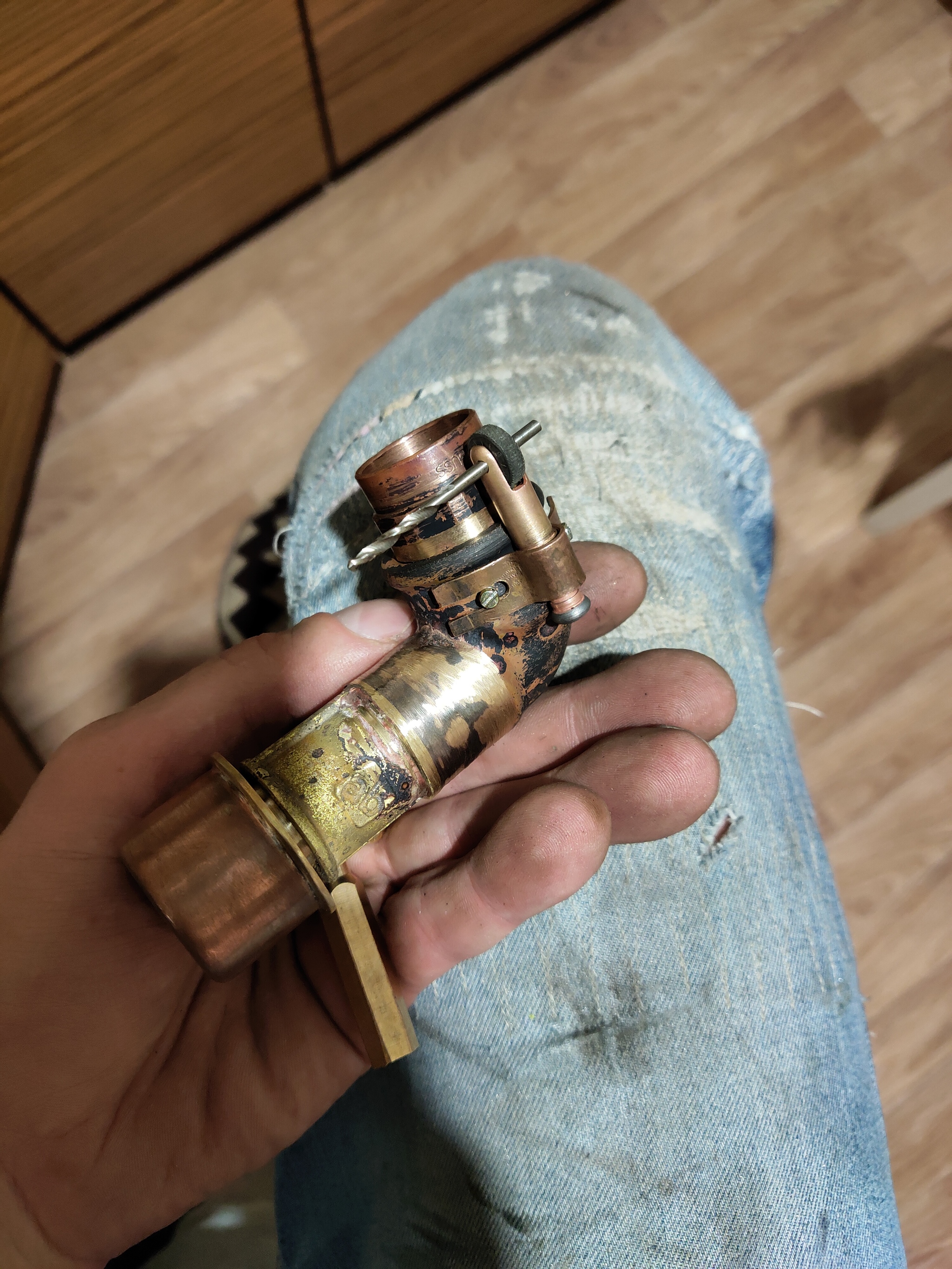 Gasoline lighter Donqwer-2 - My, Gas lighter, Homemade, Steampunk lighter, Lighter, Copper, Steampunk, Patina, Longpost, Needlework with process