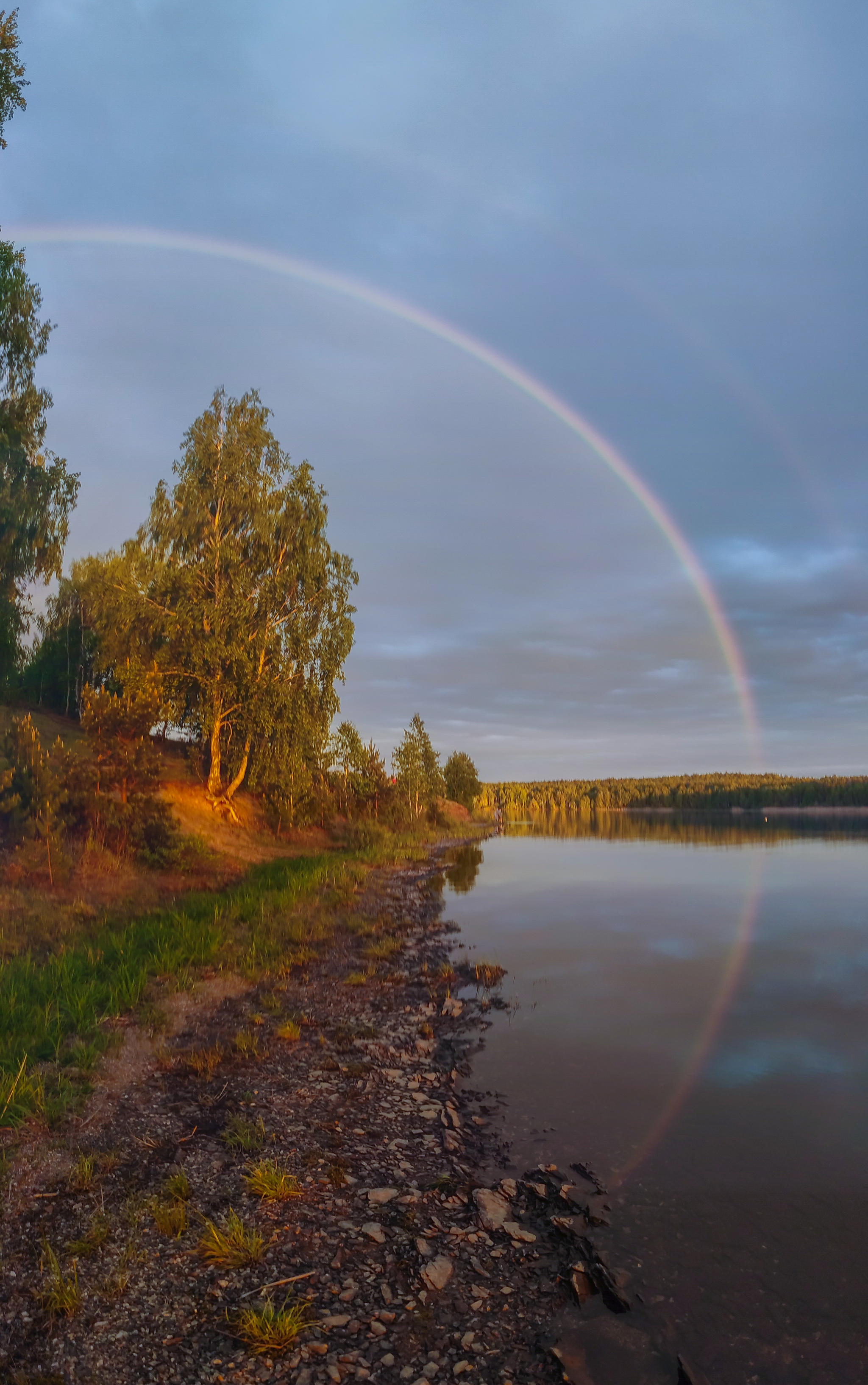 When you don't have a DSLR at hand))) - My, Mobile photography, Smartphone, Sunset, Landscape, Rainbow, Longpost