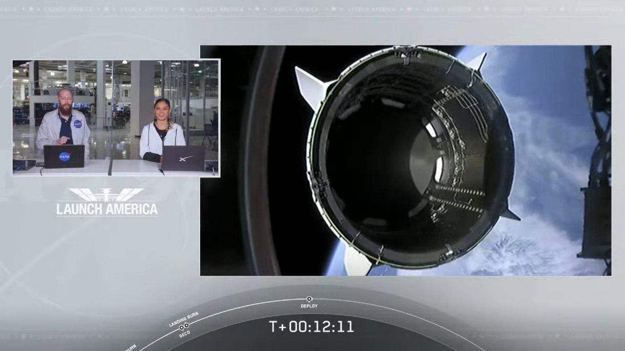 The Falcon 9 launch vehicle successfully launched the Crew Dragon manned spacecraft into orbit! - Spacex, Falcon 9, Dragon 2, Space, NASA, Running, Astronaut, Video, Longpost