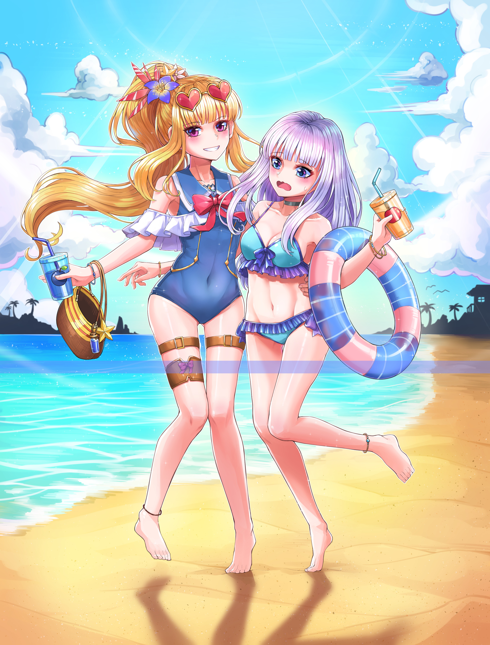 in bathing suits - NSFW, Anime, Anime art, Kenja no Deshi wo Nanoru Kenja, Swimsuit, Mira, Granblue fantasy, Cagliostro