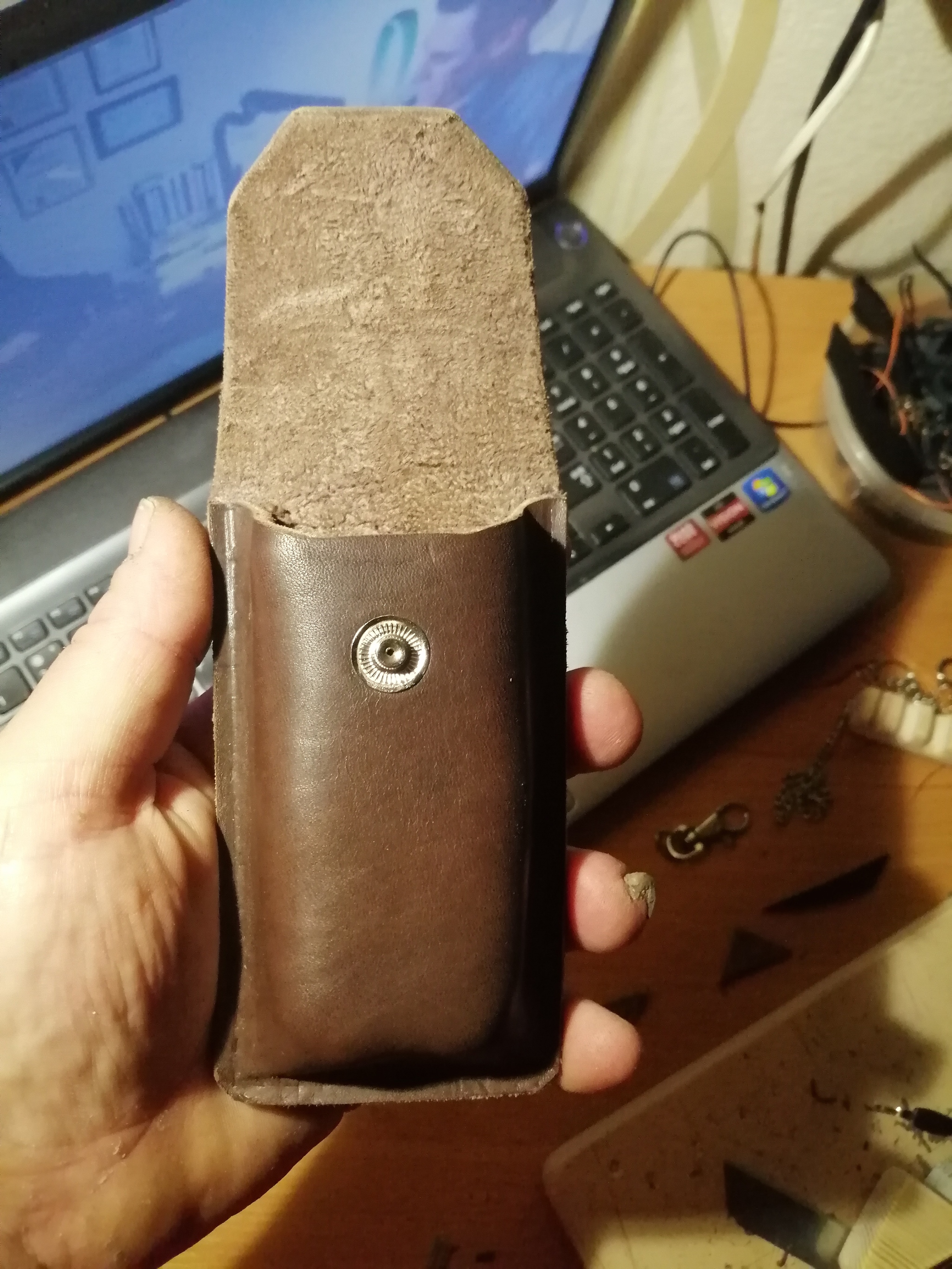 Knife case made of genuine leather - My, Natural leather, Leather products, Case, Sheath, Longpost