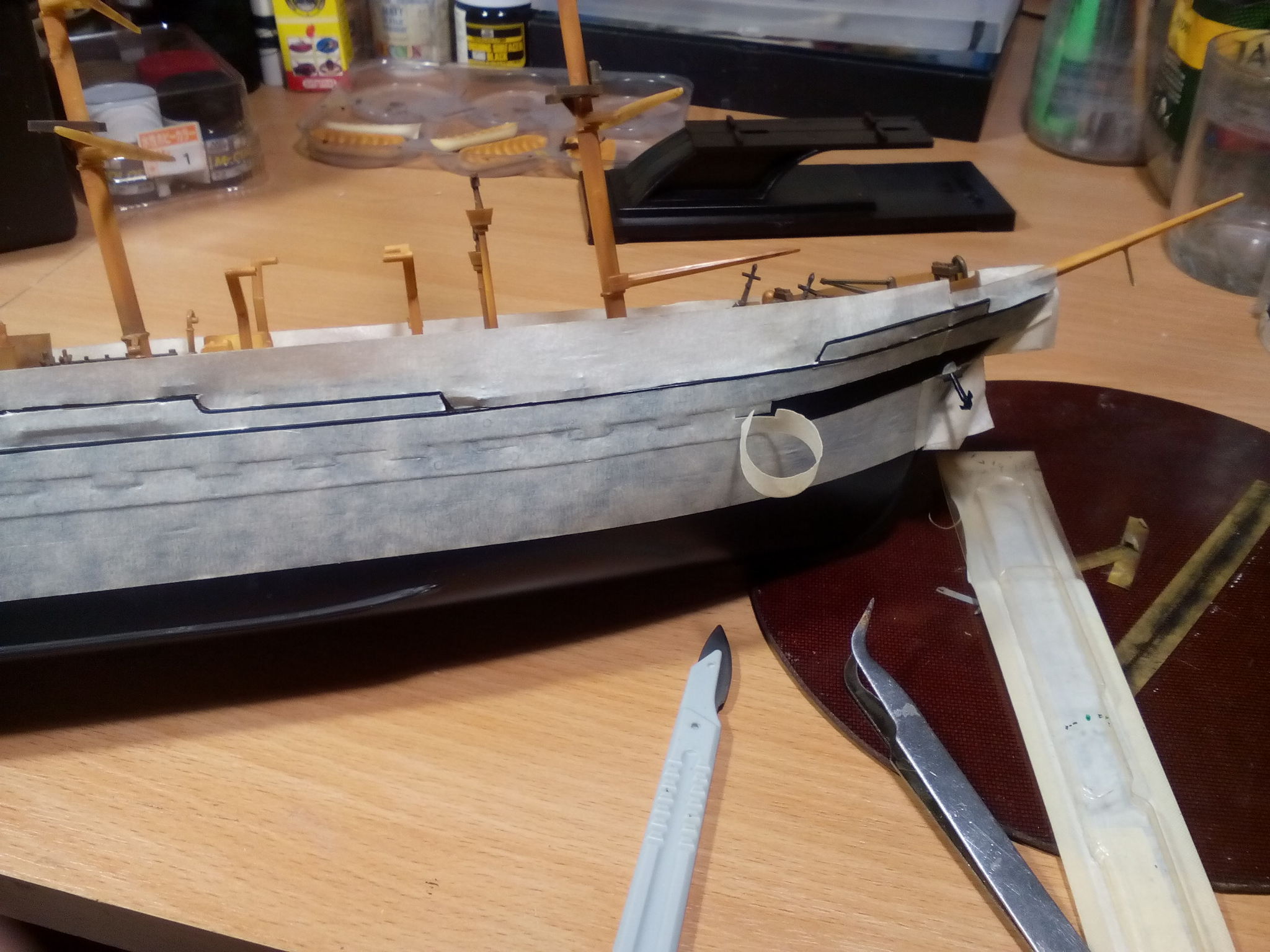 Bark Kruzenshtern, Ogonyok, 1/200. Restoration of the model - My, Stand modeling, Prefabricated model, Ship modeling, Airbrushing, Bark, Kruzenshtern, Sailboat, It Was-It Was, Longpost