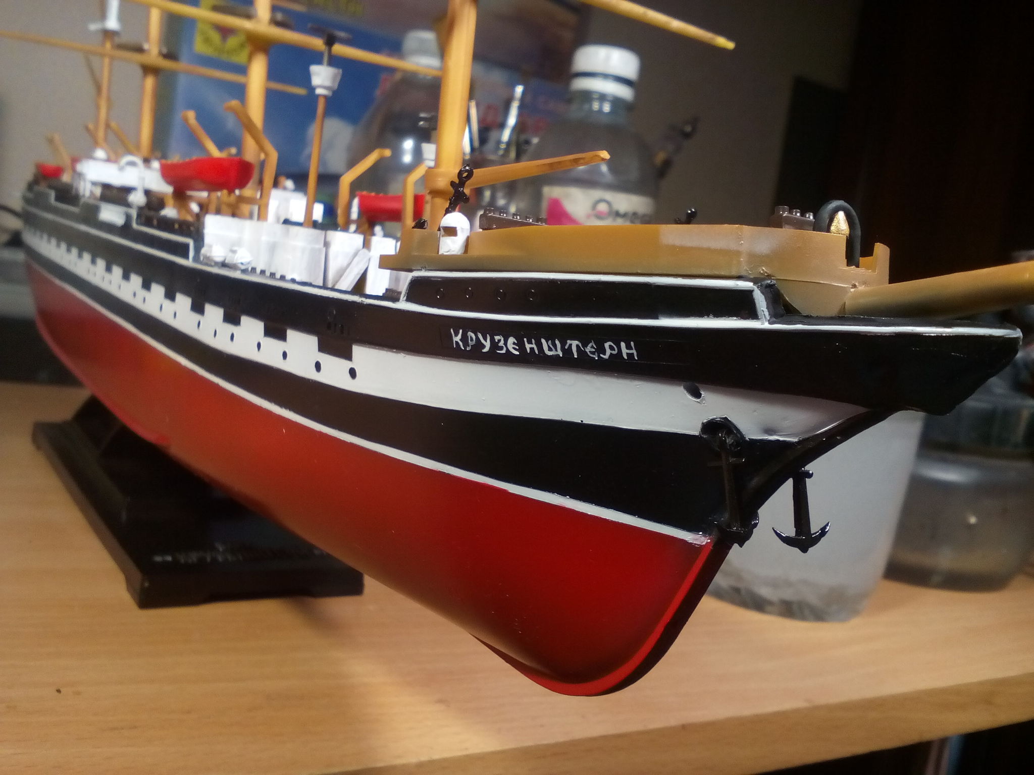 Bark Kruzenshtern, Ogonyok, 1/200. Restoration of the model - My, Stand modeling, Prefabricated model, Ship modeling, Airbrushing, Bark, Kruzenshtern, Sailboat, It Was-It Was, Longpost