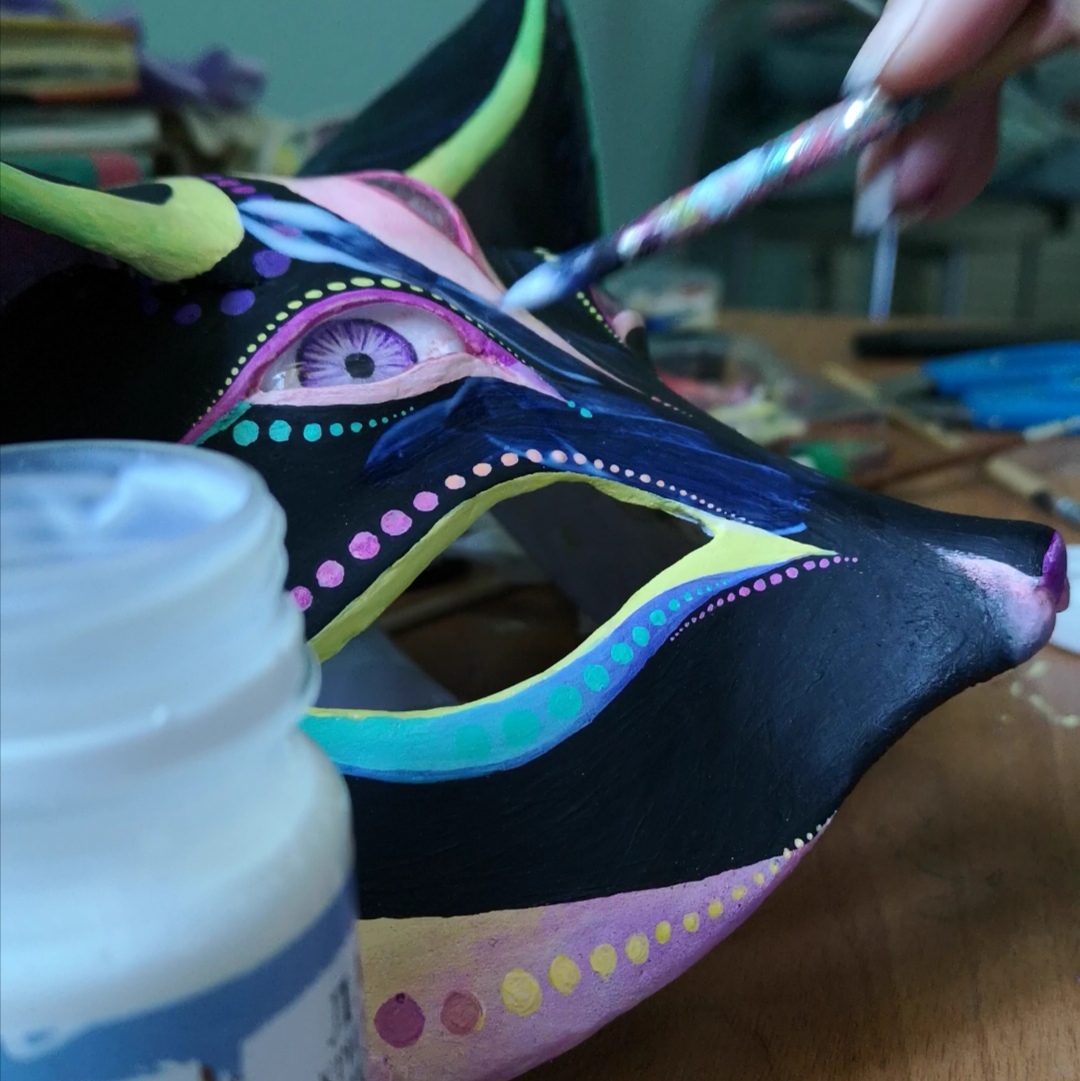 I decided to make a mask... - My, Creation, Mask, Handmade, Longpost, Needlework with process