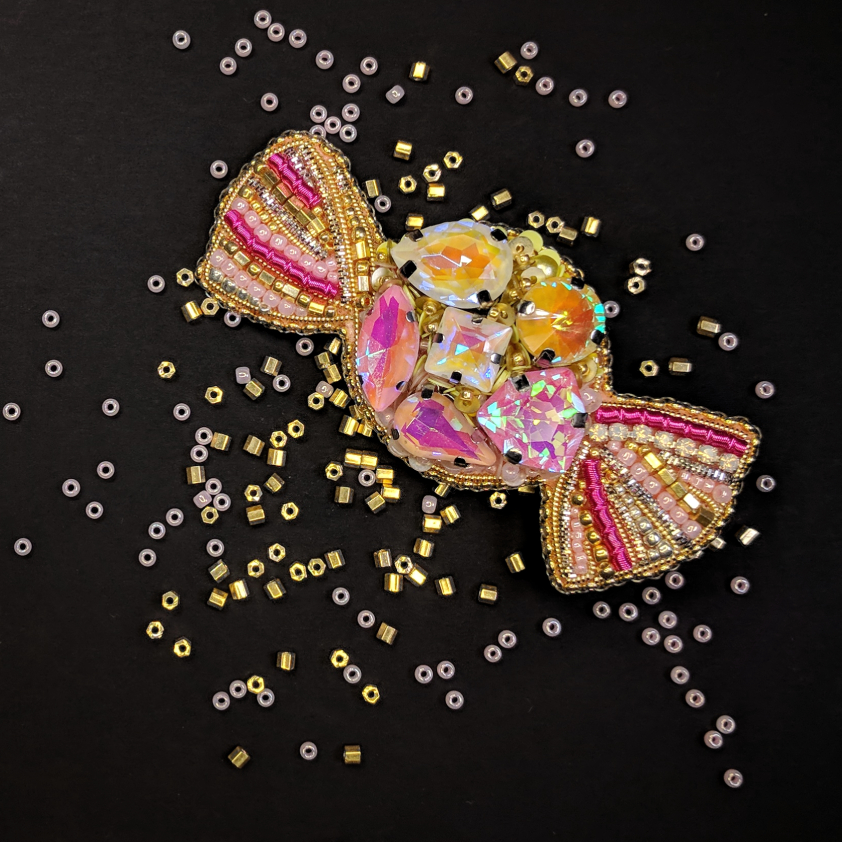 Sharing my creativity - My, Brooch, Beadwork, Decoration, Creation, Needlework without process, Video, Longpost