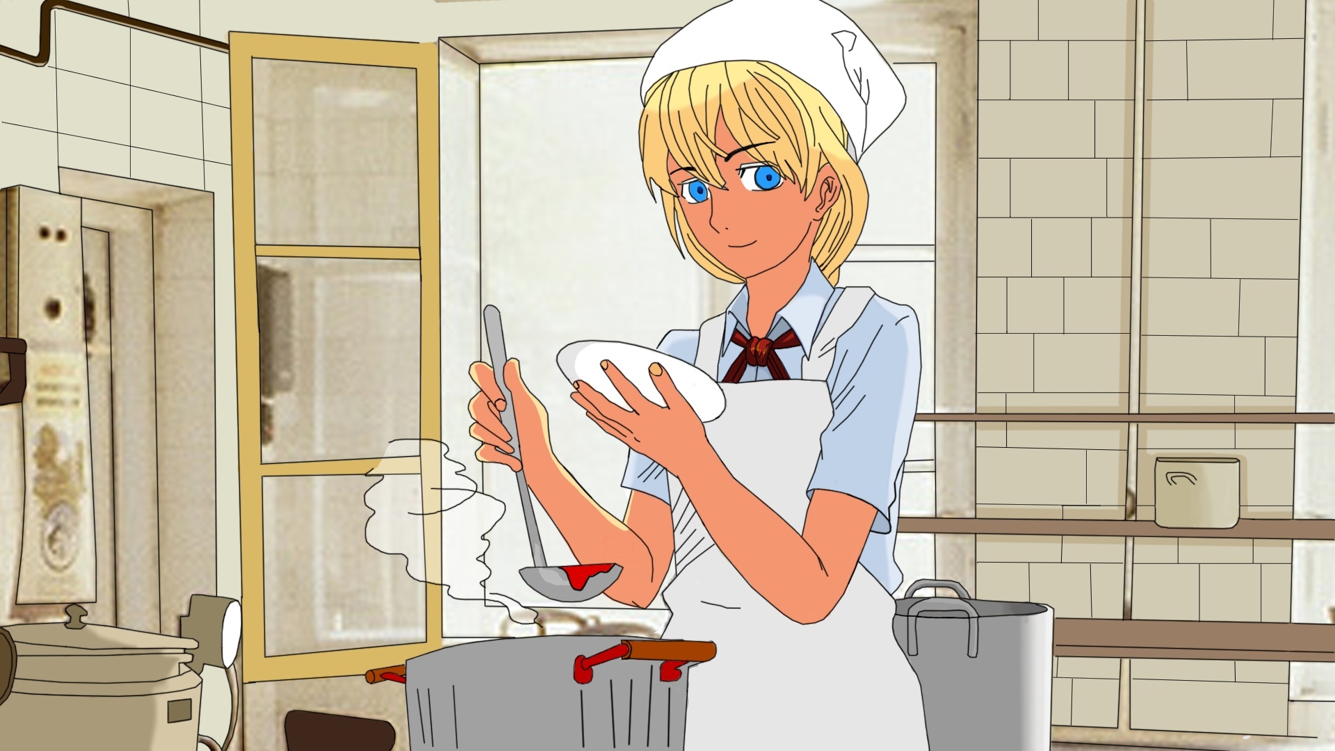 Looks like lunch today will be especially delicious! - Endless Summer (visual novel), Visual novel, Camp owlet, Glorifying, Art