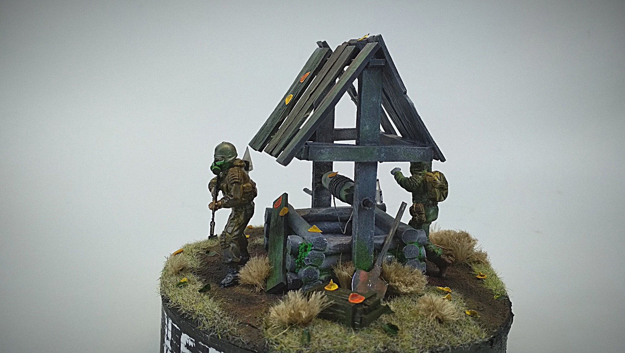 Diorama. Stalker at the well - My, Diorama, Stalker, Night light, Modeling, Post apocalypse, Video, Longpost