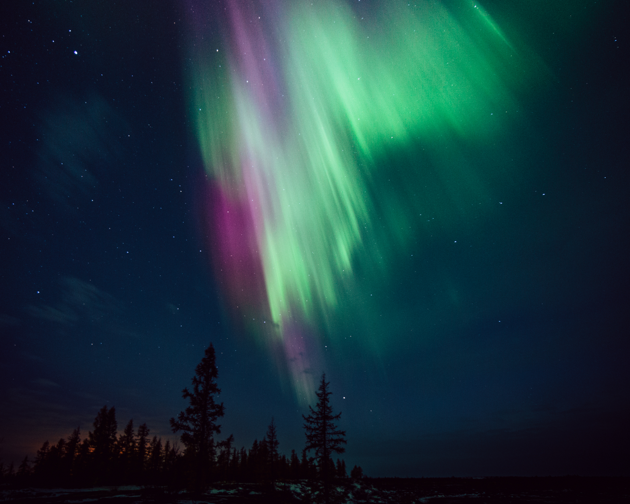 Watercolor jets on dark canvas - My, Yamal, Siberia, Tundra, New Urengoy, Polar Lights, Russia, Landscape, Longpost