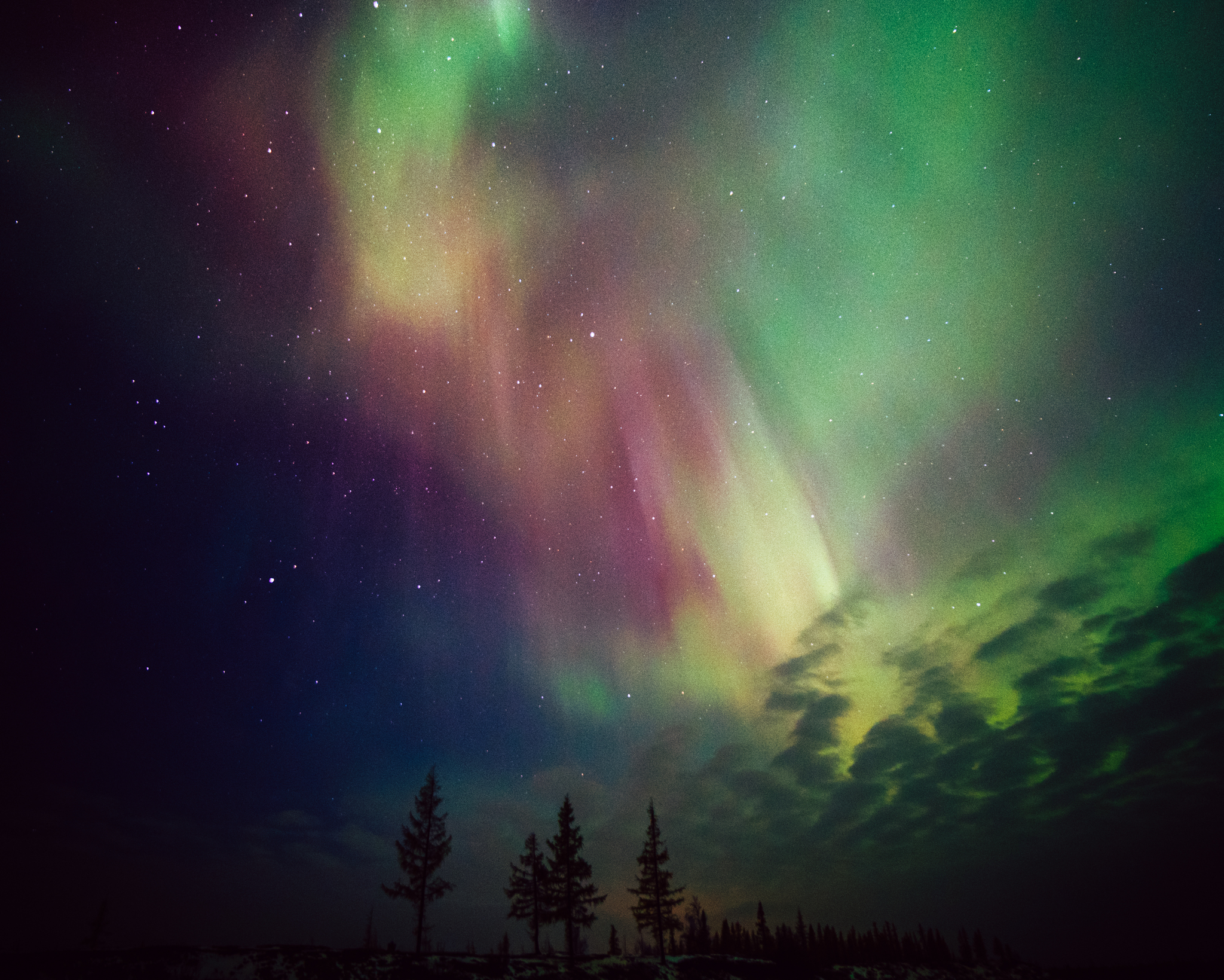 Watercolor jets on dark canvas - My, Yamal, Siberia, Tundra, New Urengoy, Polar Lights, Russia, Landscape, Longpost