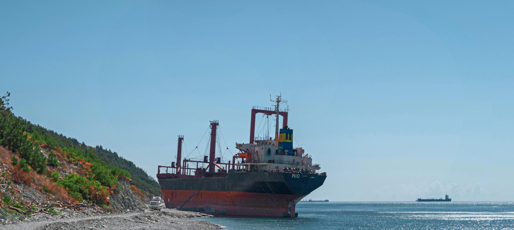 Photo of a bulk carrier off the coast of Kabardinka - My, The photo, Sea, Shipwreck, Longpost