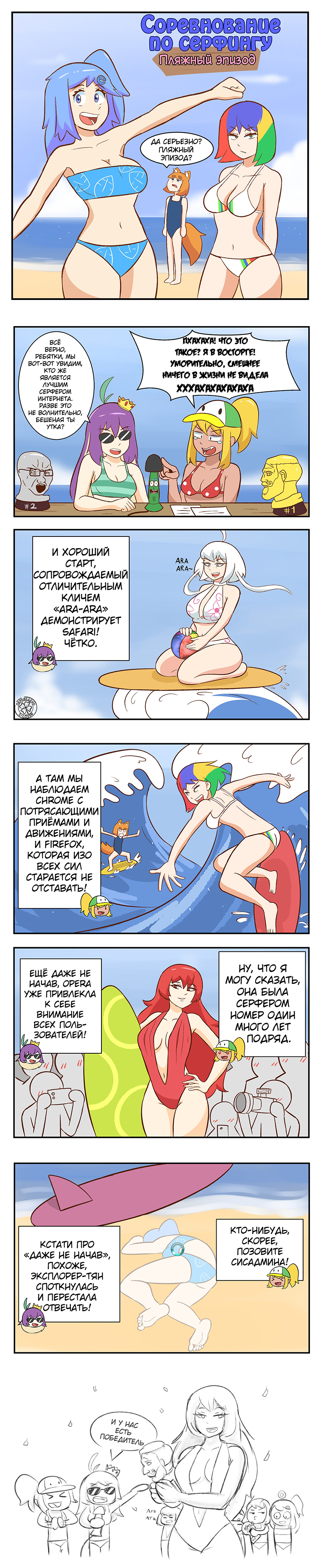 Browsers on the beach - Comics, Translation, Anime, Merryweather, Internet Explorer, Translated by myself, Talalios, Longpost