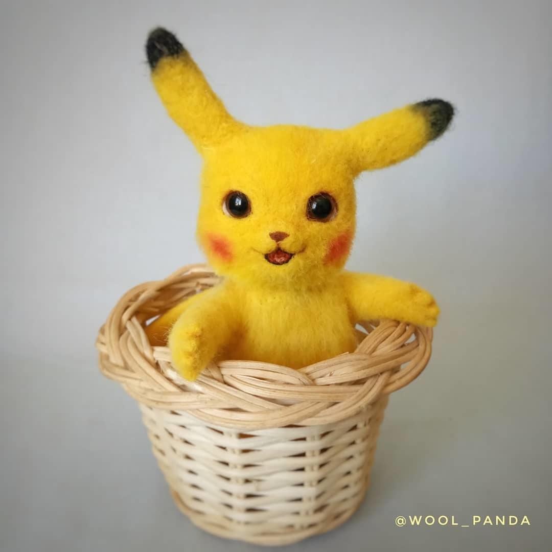 Pikachu (felt) - My, Pikachu, Cool PokГ©mon, Pokemon, Dry felting, Wallow, Needlework without process, Handmade, Desk lamp, Longpost