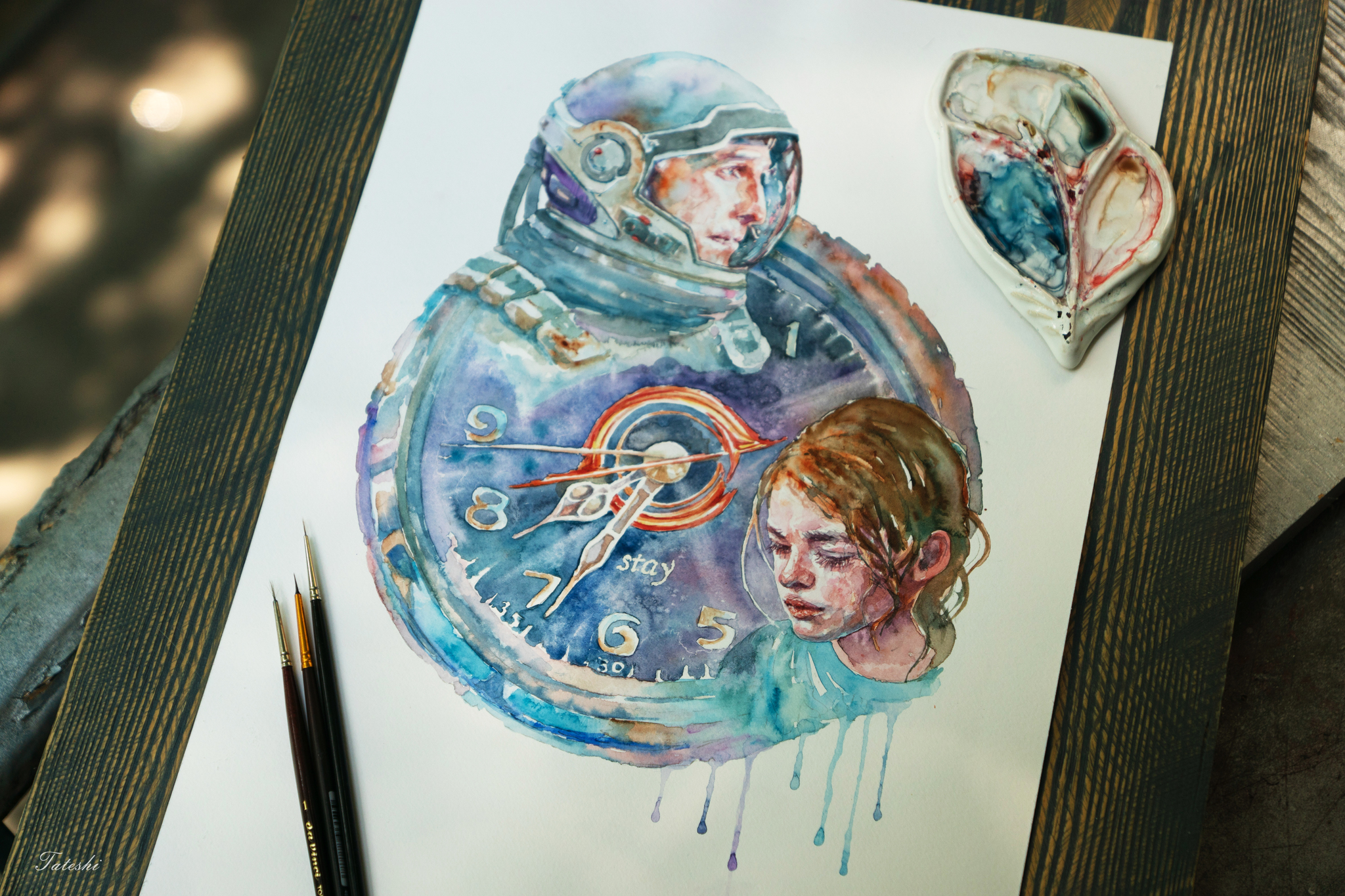 Interstellar - My, Interstellar, Watercolor, Drawing, Clock, Longpost